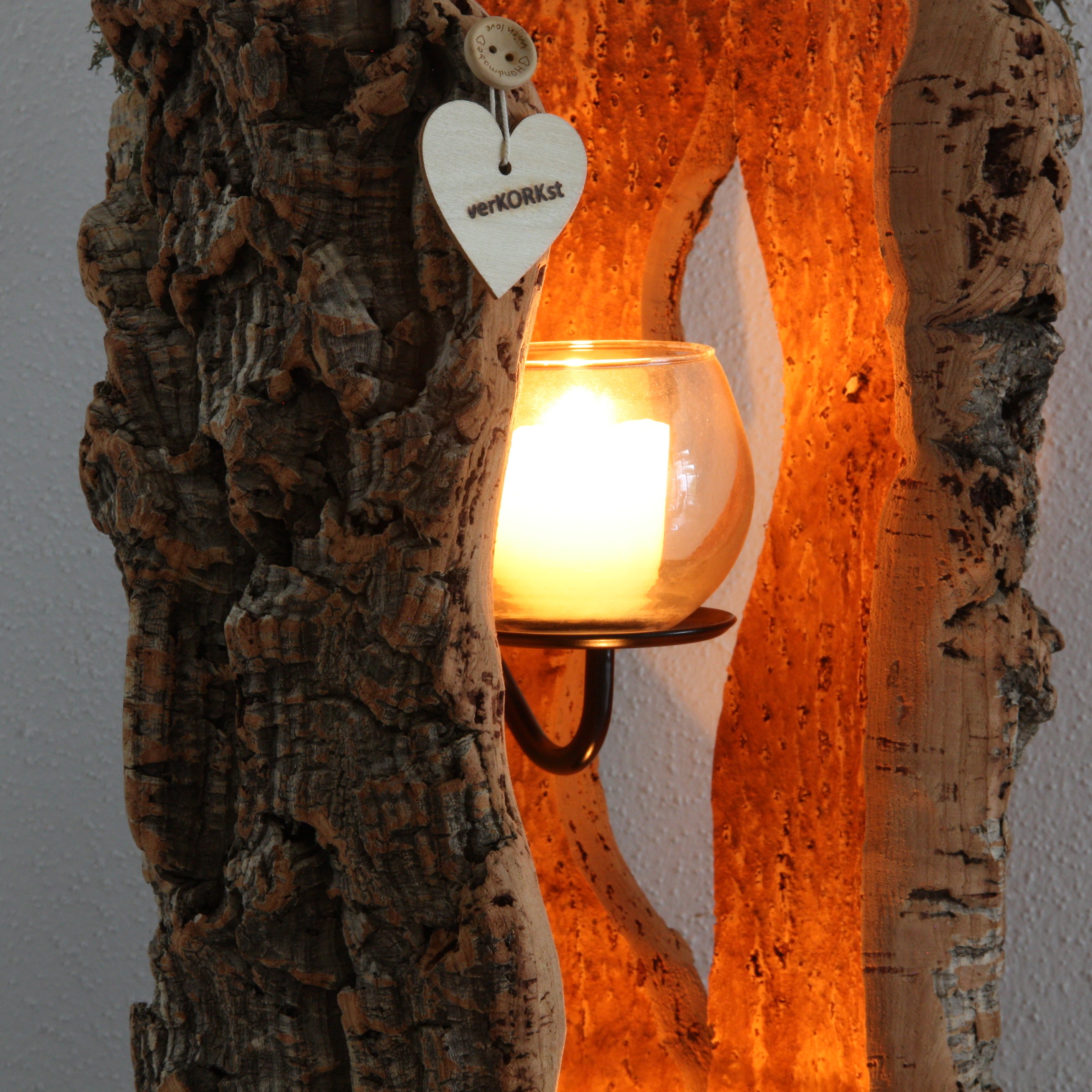 verKORKst Premium Windlicht aus Kork * Teelichthalter Kerzenhalter * rustikale Dekoration * hochwertige Deko Küche Wohnzimmer Terrasse