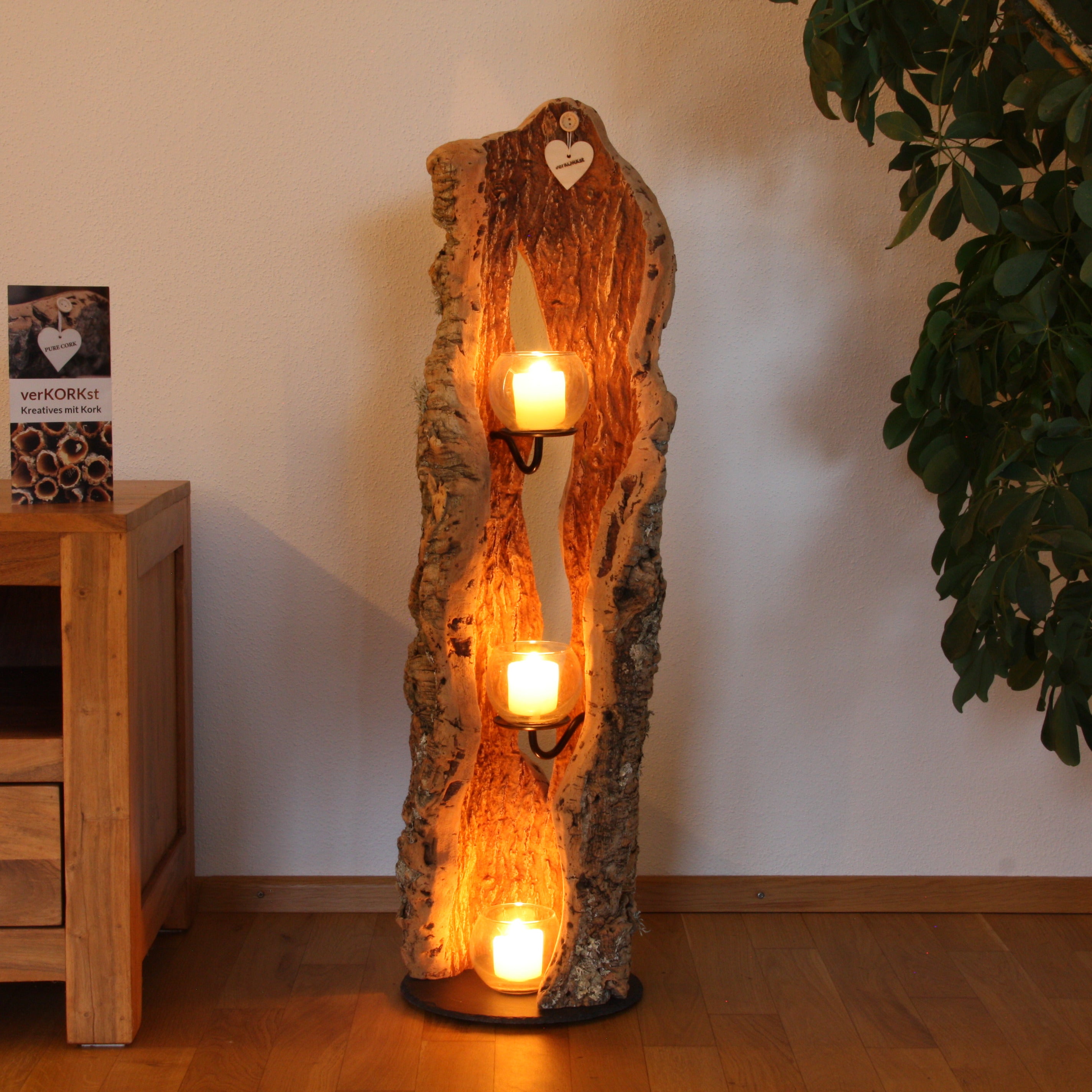 verKORKst Premium Windlicht aus Kork * Teelichthalter Kerzenhalter * rustikale Dekoration * hochwertige Deko Küche Wohnzimmer Terrasse