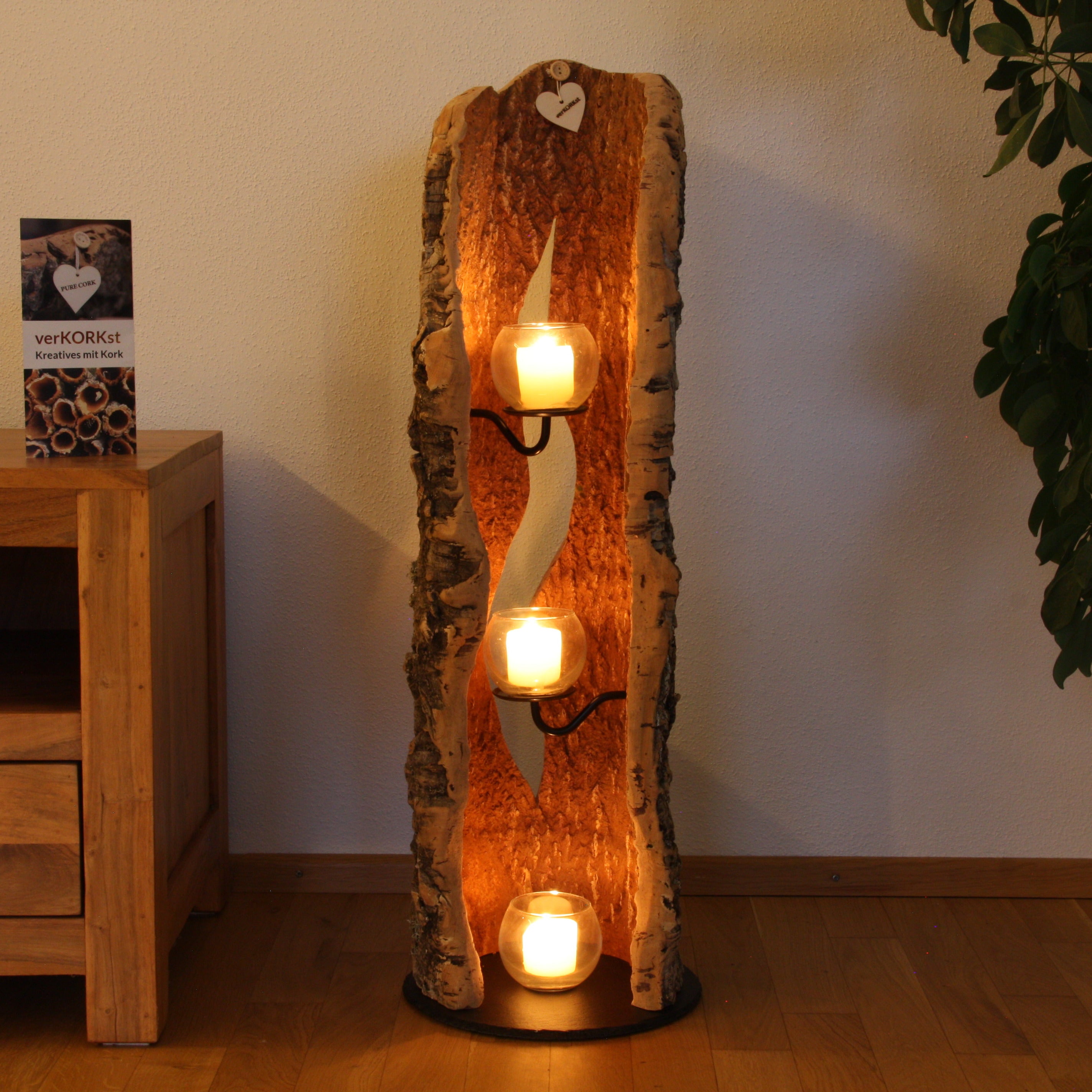 verKORKst Premium Windlicht aus Kork * Teelichthalter Kerzenhalter * rustikale Dekoration * hochwertige Deko Küche Wohnzimmer Terrasse