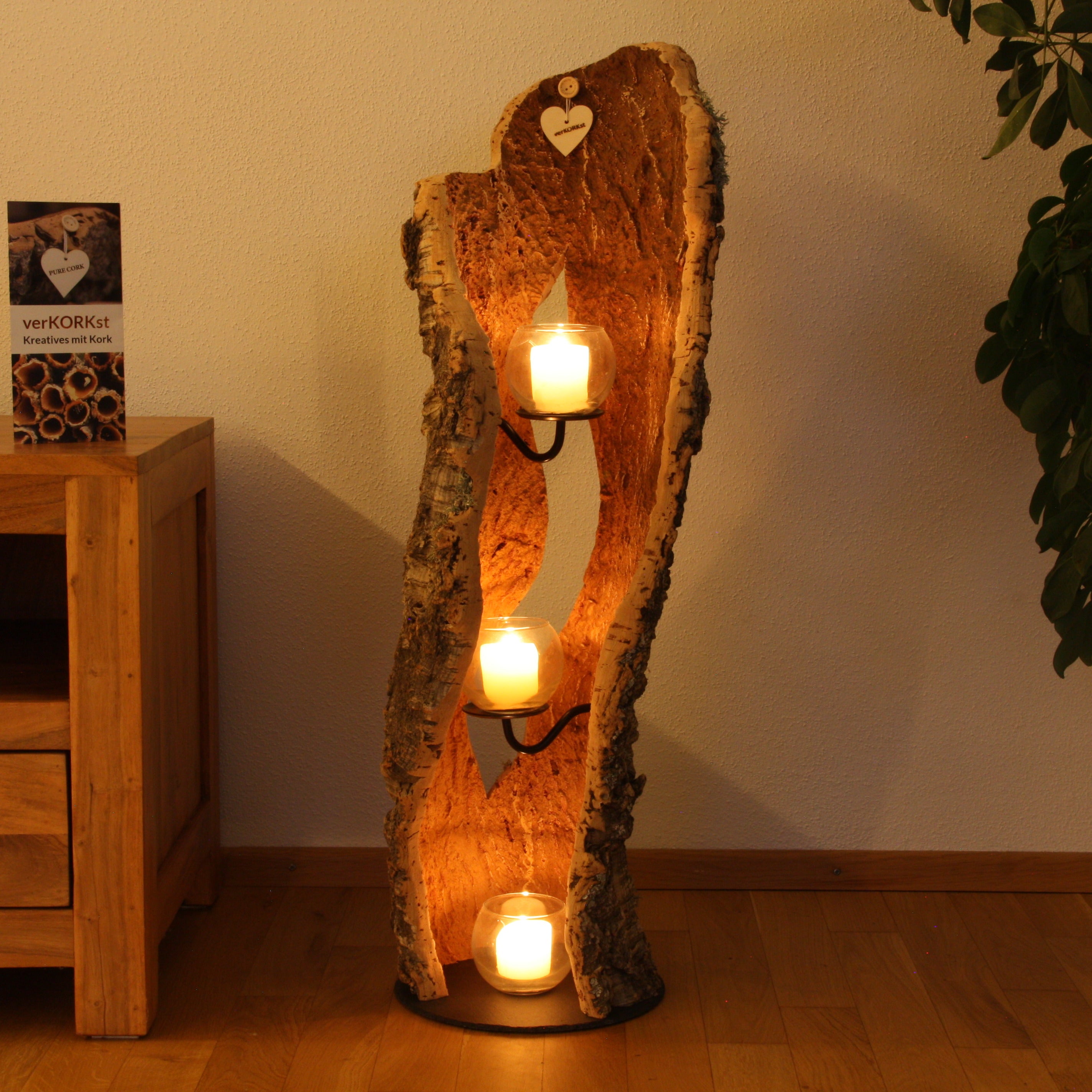 verKORKst Premium Windlicht aus Kork * Teelichthalter Kerzenhalter * rustikale Dekoration * hochwertige Deko Küche Wohnzimmer Terrasse