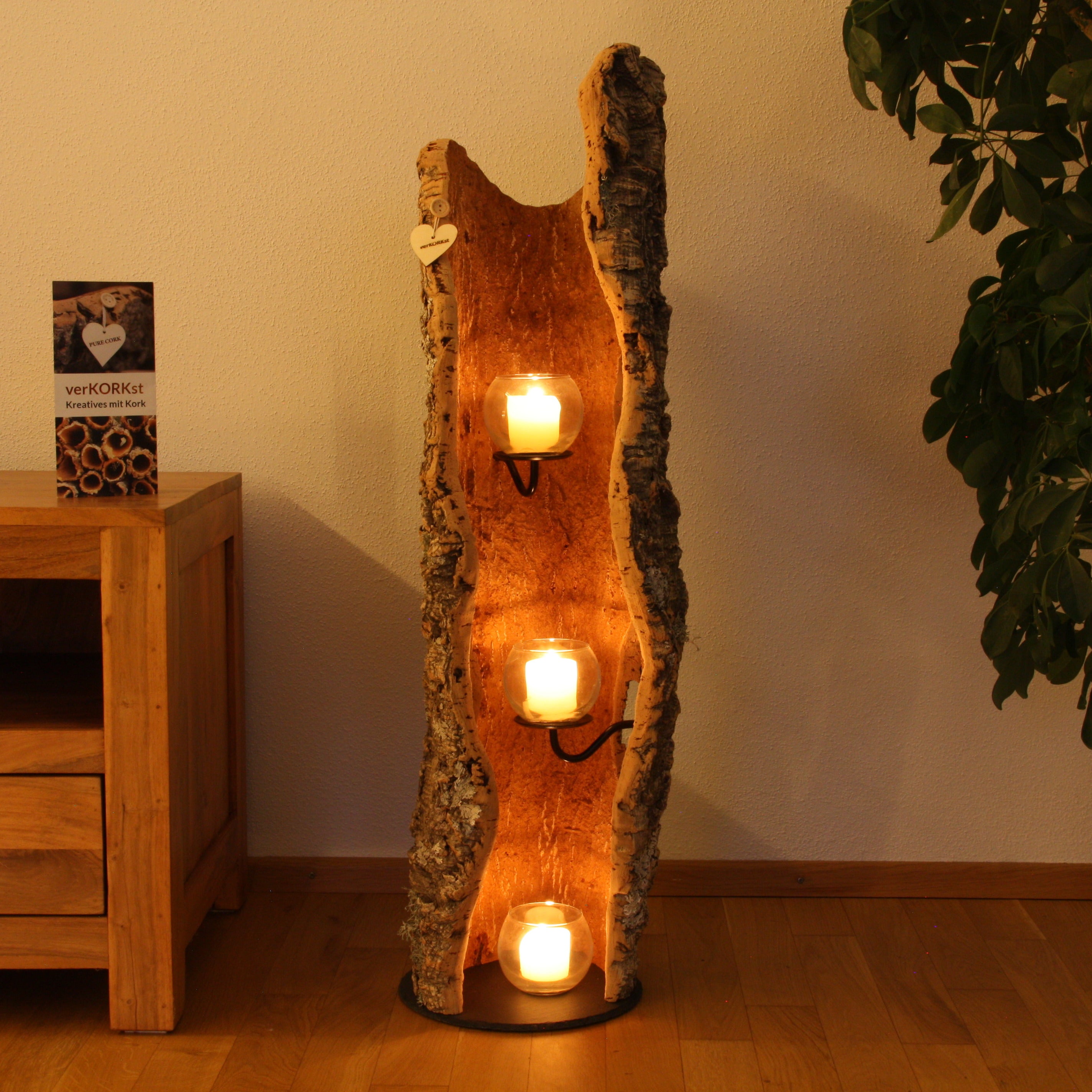 verKORKst Premium Windlicht aus Kork * Teelichthalter Kerzenhalter * rustikale Dekoration * hochwertige Deko Küche Wohnzimmer Terrasse