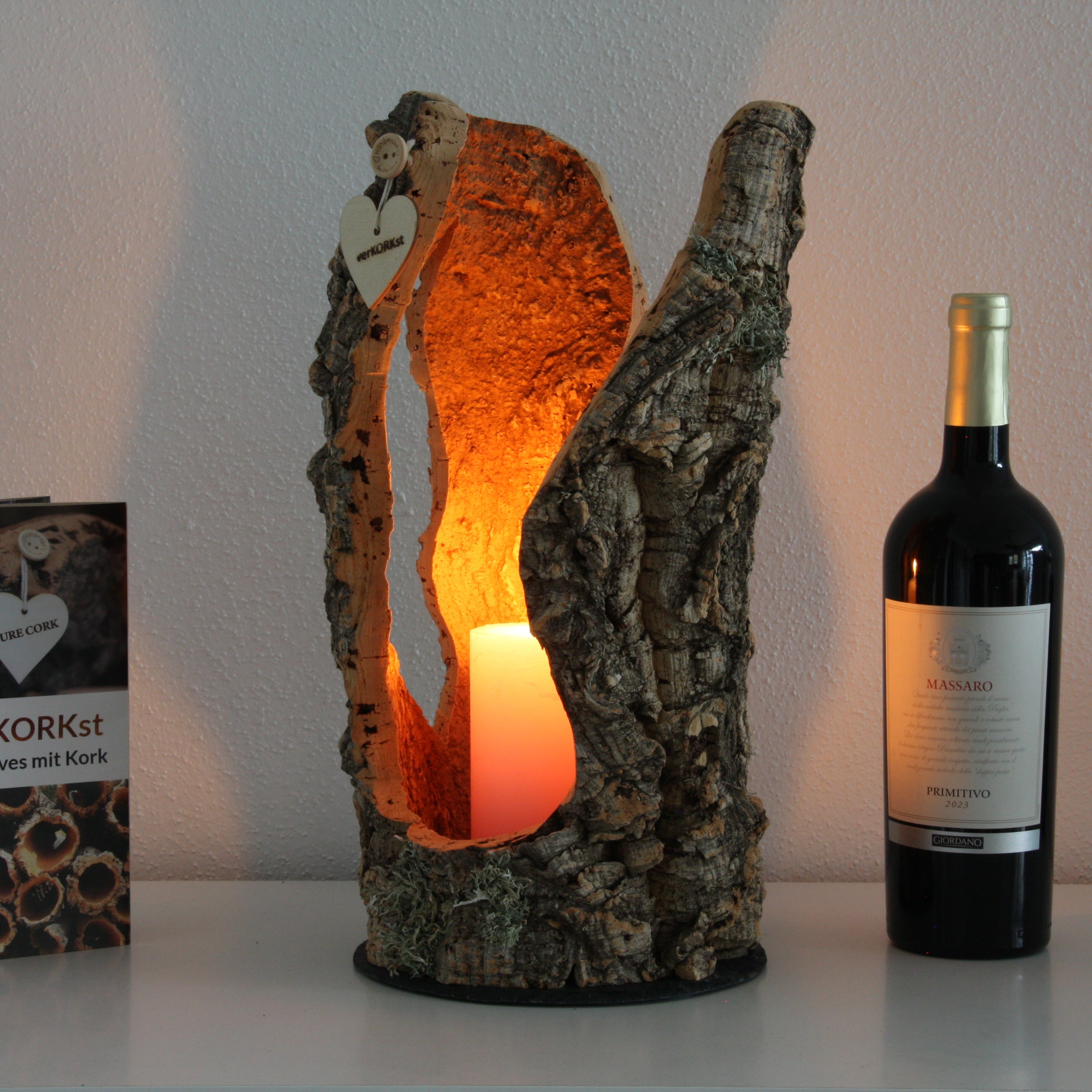 verKORKst Premium Windlicht und Tischlampe aus Korkrinde * Tischleuchte * Teelichthalter Kerzenhalter * rustikale Dekoration * handmade * Unikat