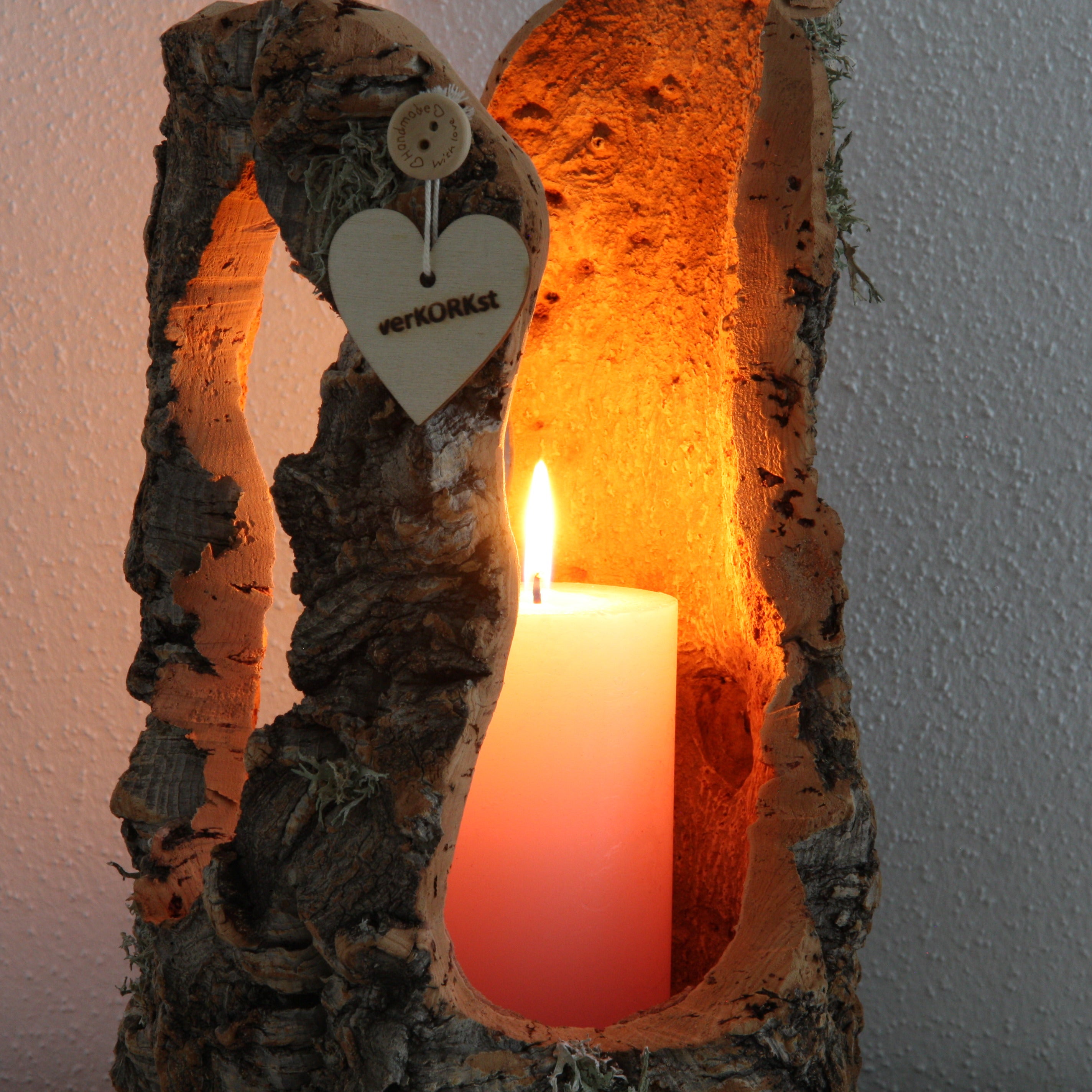 verKORKst Premium Windlicht und Tischlampe aus Korkrinde * Tischleuchte * Teelichthalter Kerzenhalter * rustikale Dekoration * handmade * Unikat