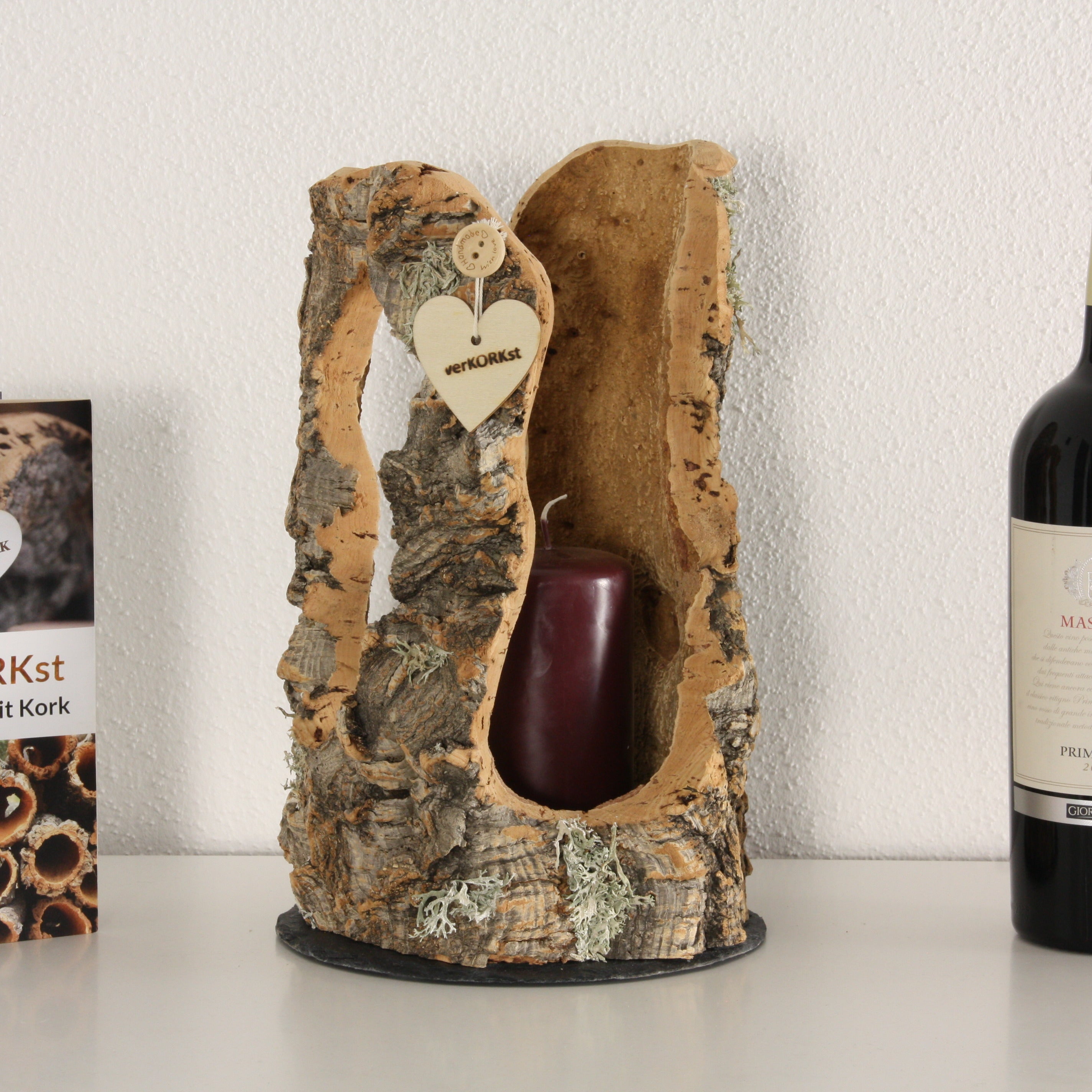 verKORKst Premium Windlicht und Tischlampe aus Korkrinde * Tischleuchte * Teelichthalter Kerzenhalter * rustikale Dekoration * handmade * Unikat