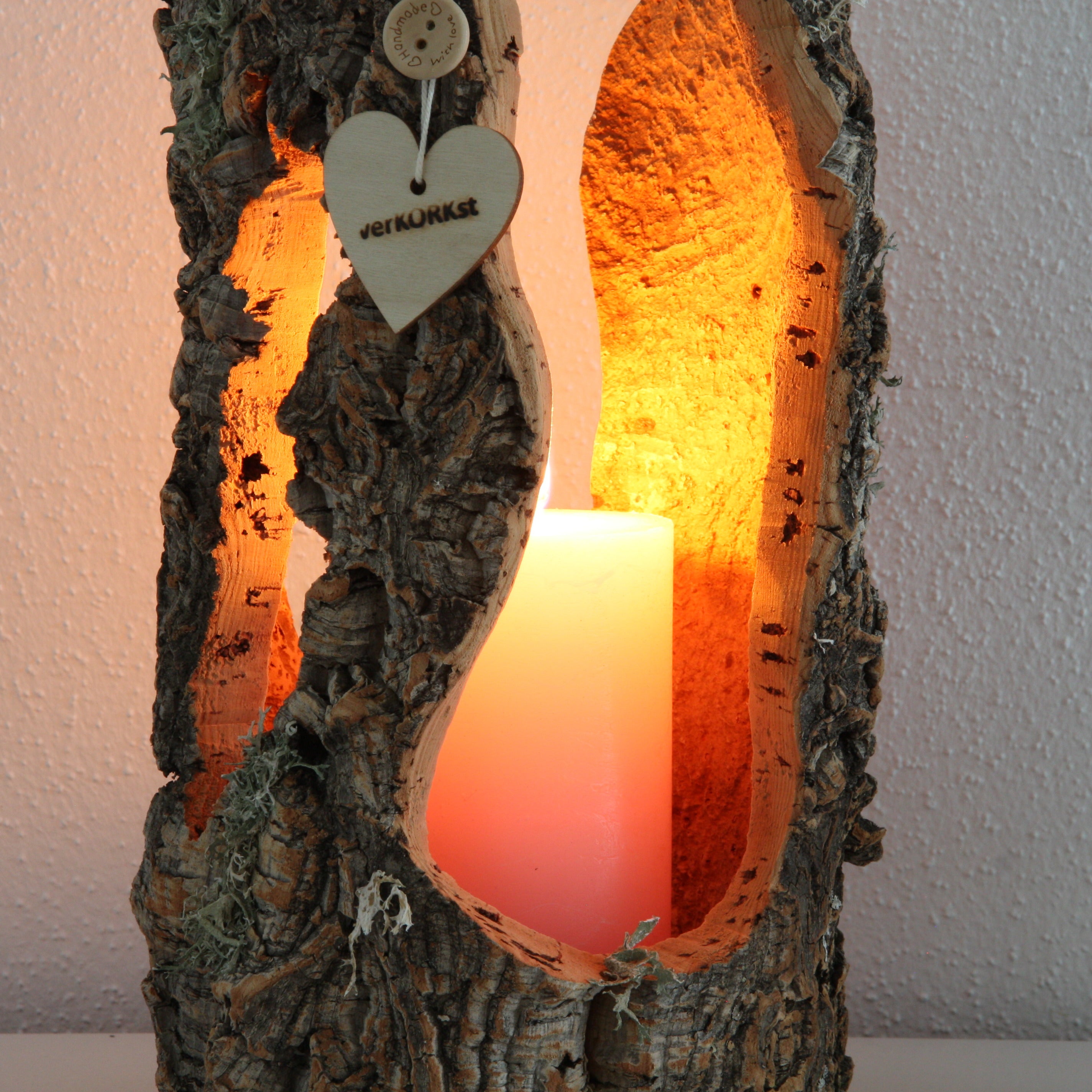 verKORKst Premium Windlicht und Tischlampe aus Korkrinde * Tischleuchte * Teelichthalter Kerzenhalter * rustikale Dekoration * handmade * Unikat