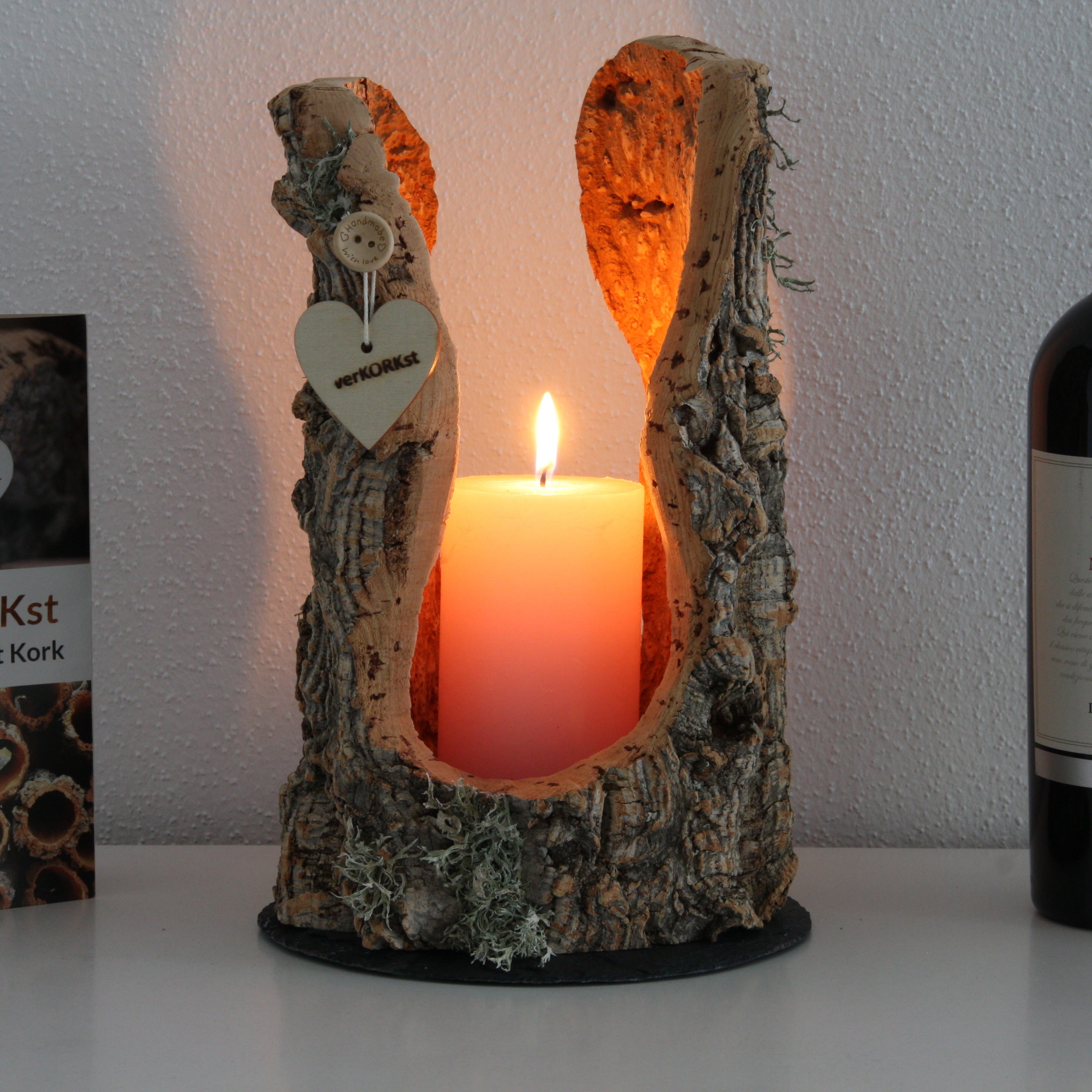 verKORKst Premium Windlicht und Tischlampe aus Korkrinde * Tischleuchte * Teelichthalter Kerzenhalter * rustikale Dekoration * handmade * Unikat