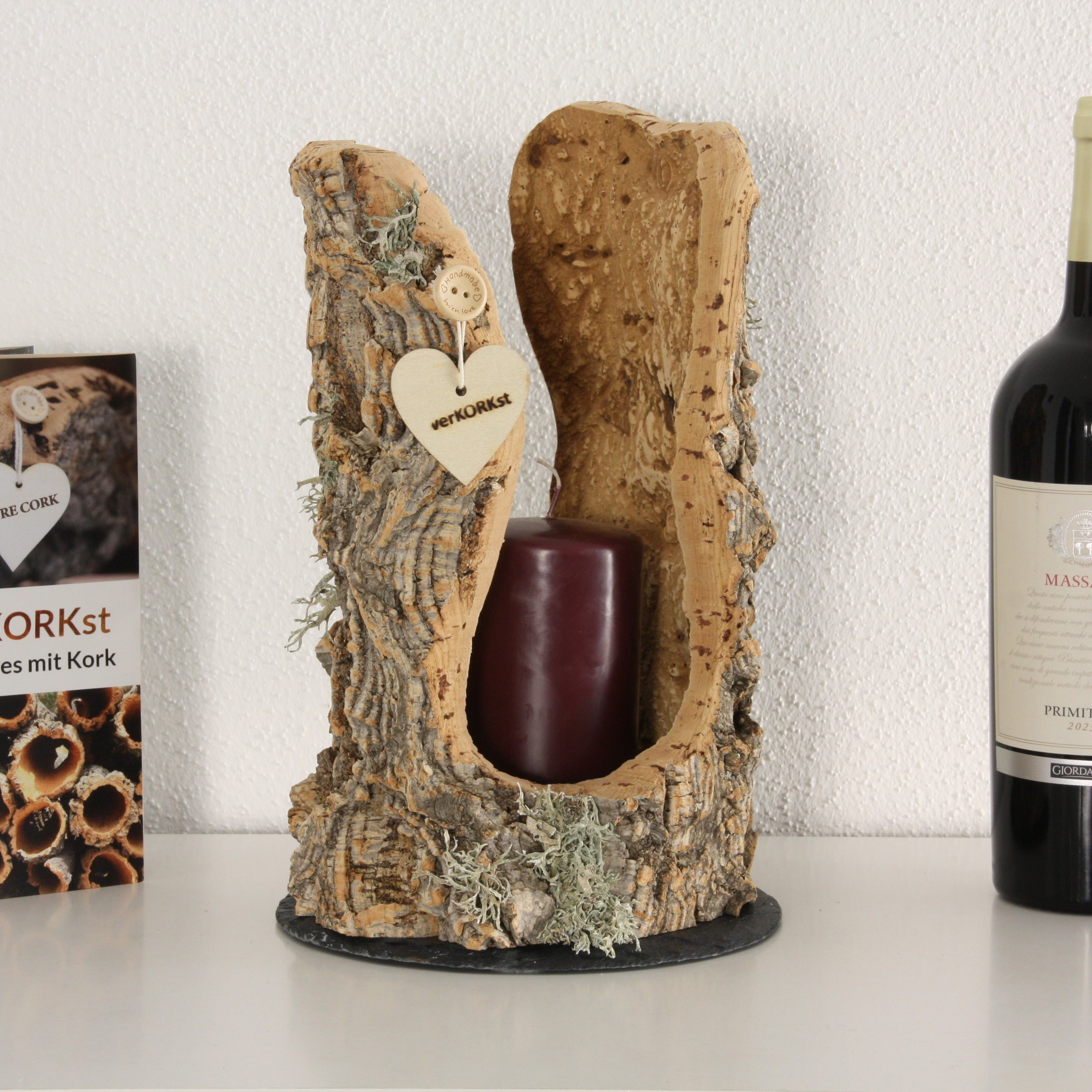 verKORKst Premium Windlicht und Tischlampe aus Korkrinde * Tischleuchte * Teelichthalter Kerzenhalter * rustikale Dekoration * handmade * Unikat