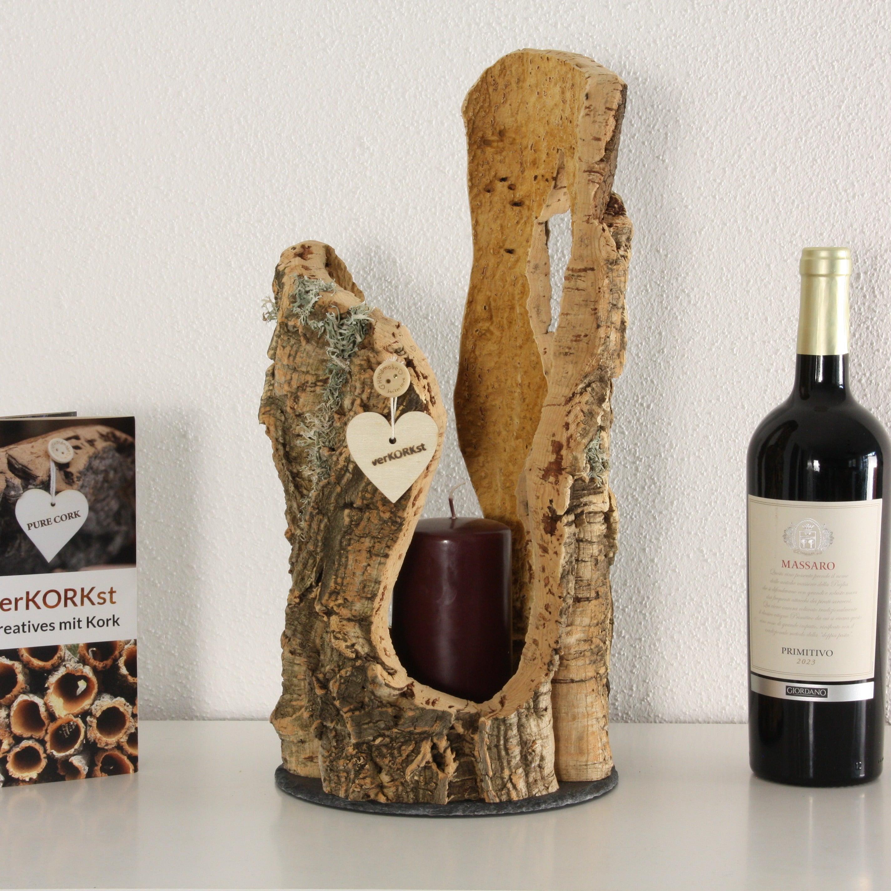 verKORKst Premium Windlicht und Tischlampe aus Korkrinde * Tischleuchte * Teelichthalter Kerzenhalter * rustikale Dekoration * handmade * Unikat