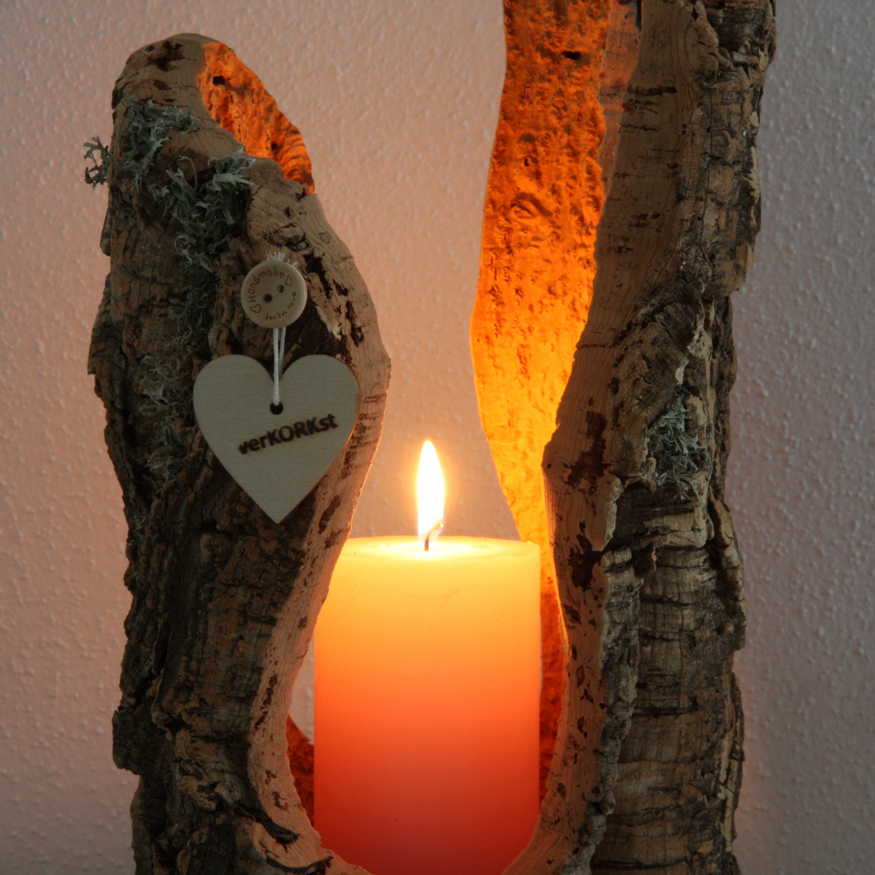 verKORKst Premium Windlicht und Tischlampe aus Korkrinde * Tischleuchte * Teelichthalter Kerzenhalter * rustikale Dekoration * handmade * Unikat