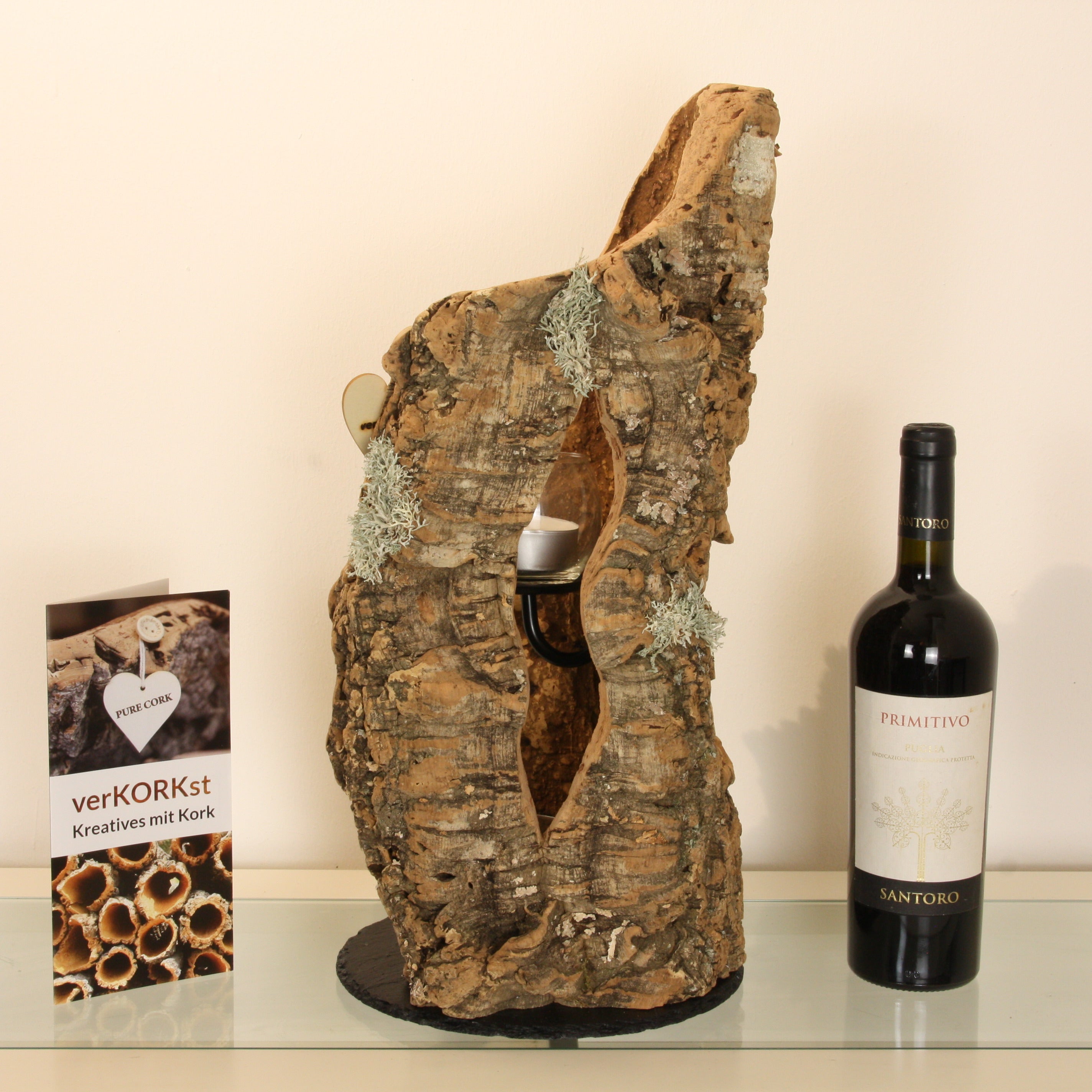 verKORKst Premium Windlicht aus Kork * Teelichthalter Kerzenhalter * rustikale Dekoration * hochwertige Deko Küche Wohnzimmer Terrasse