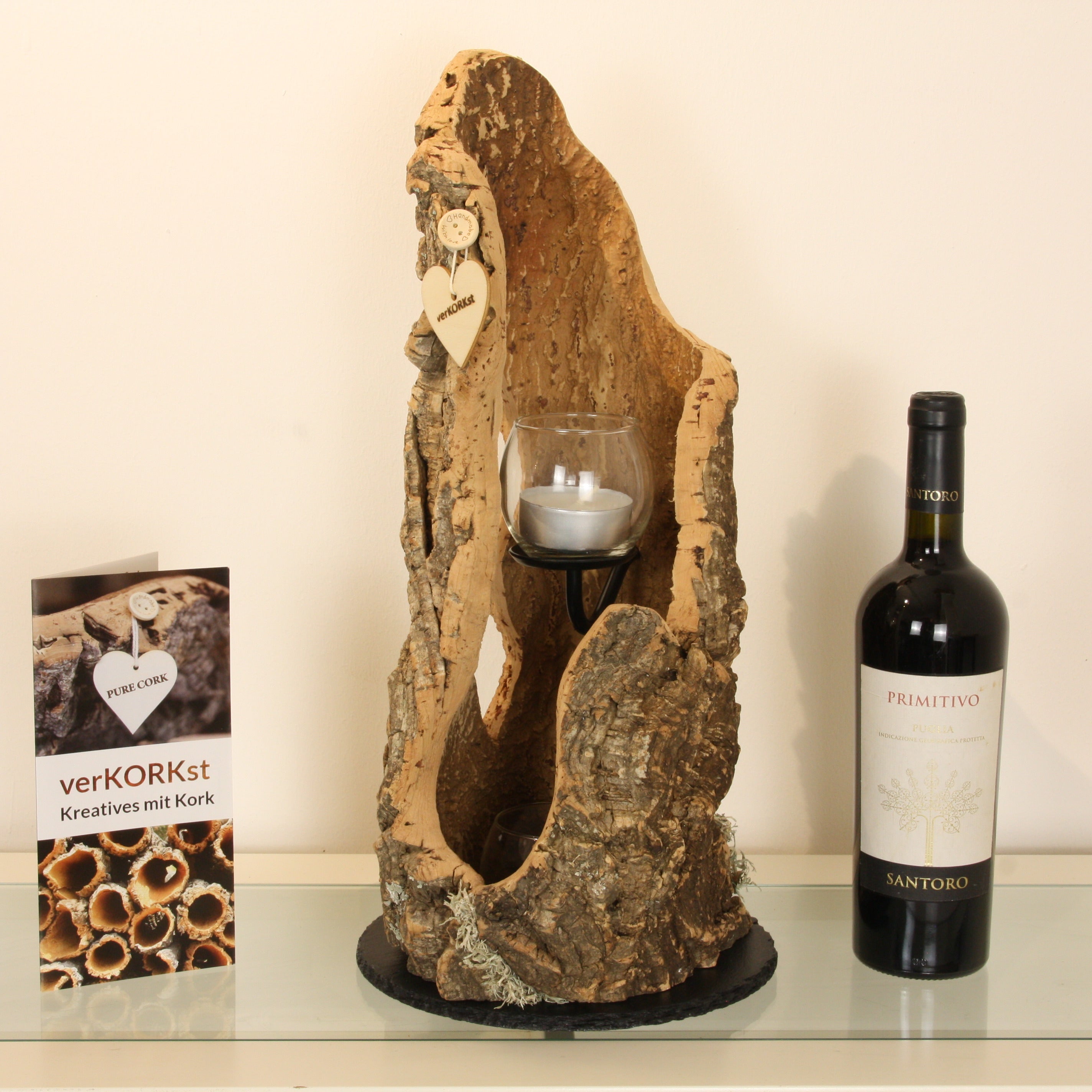 verKORKst Premium Windlicht aus Kork * Teelichthalter Kerzenhalter * rustikale Dekoration * hochwertige Deko Küche Wohnzimmer Terrasse