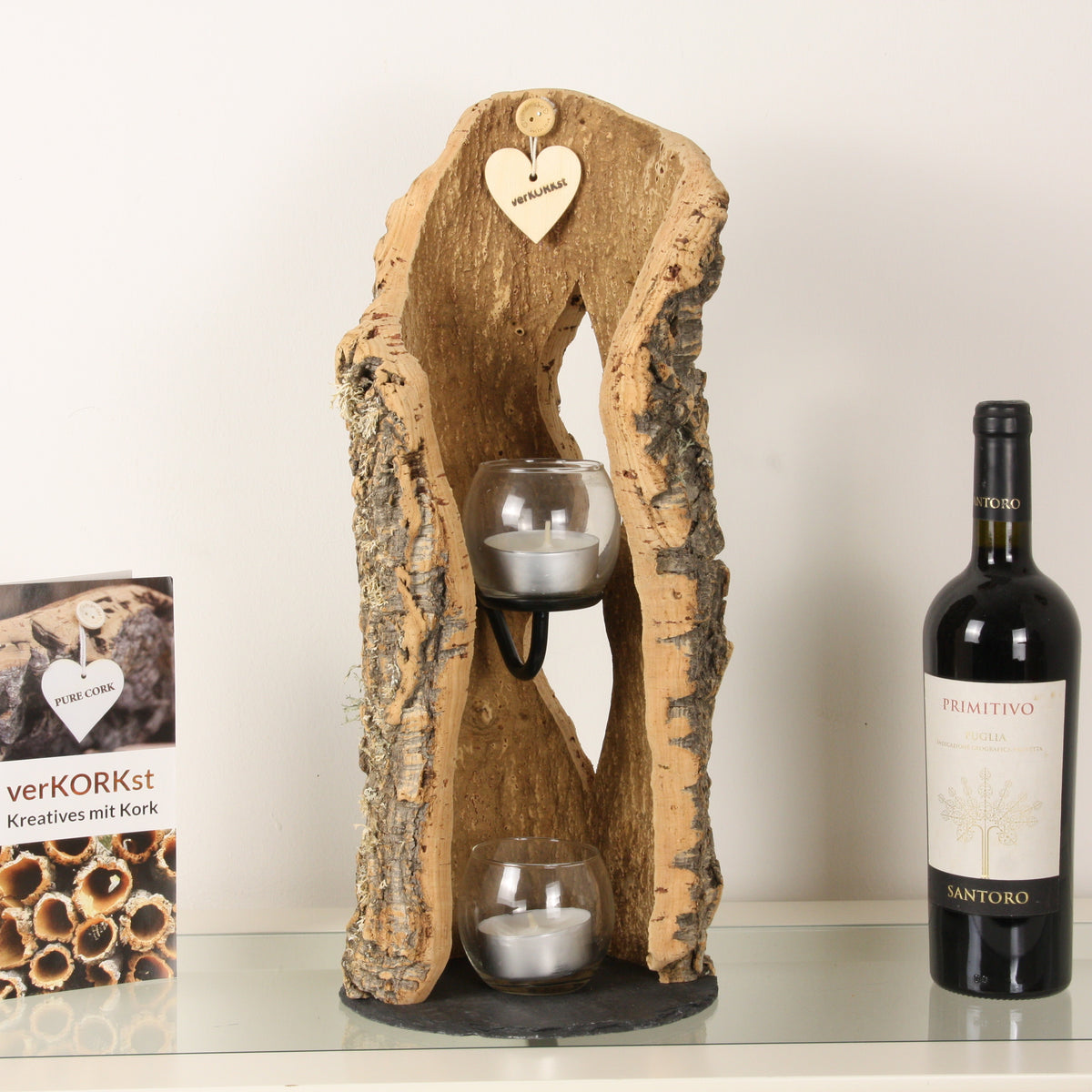 verKORKst premium lantern made of cork * tea light holder candle holder * rustic decoration * high-quality decoration kitchen living room terrace