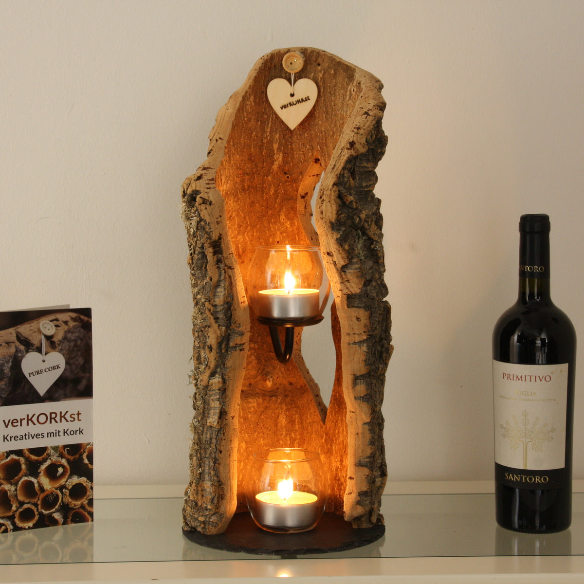 verKORKst premium lantern made of cork * tea light holder candle holder * rustic decoration * high-quality decoration kitchen living room terrace