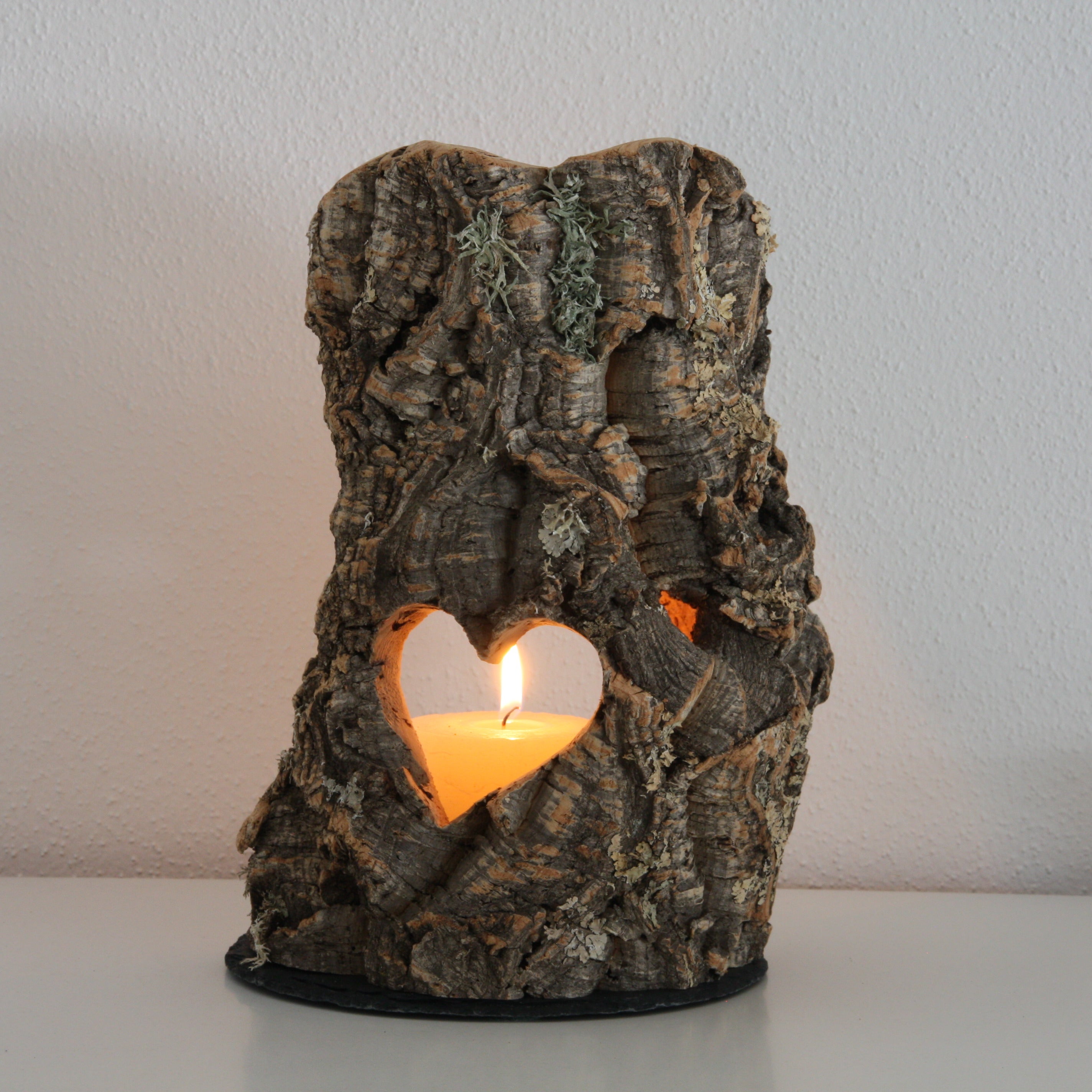 VERKORKst premium lantern with heart cutout made of cork * tea light holder candle holder * rustic decoration * presentation candles