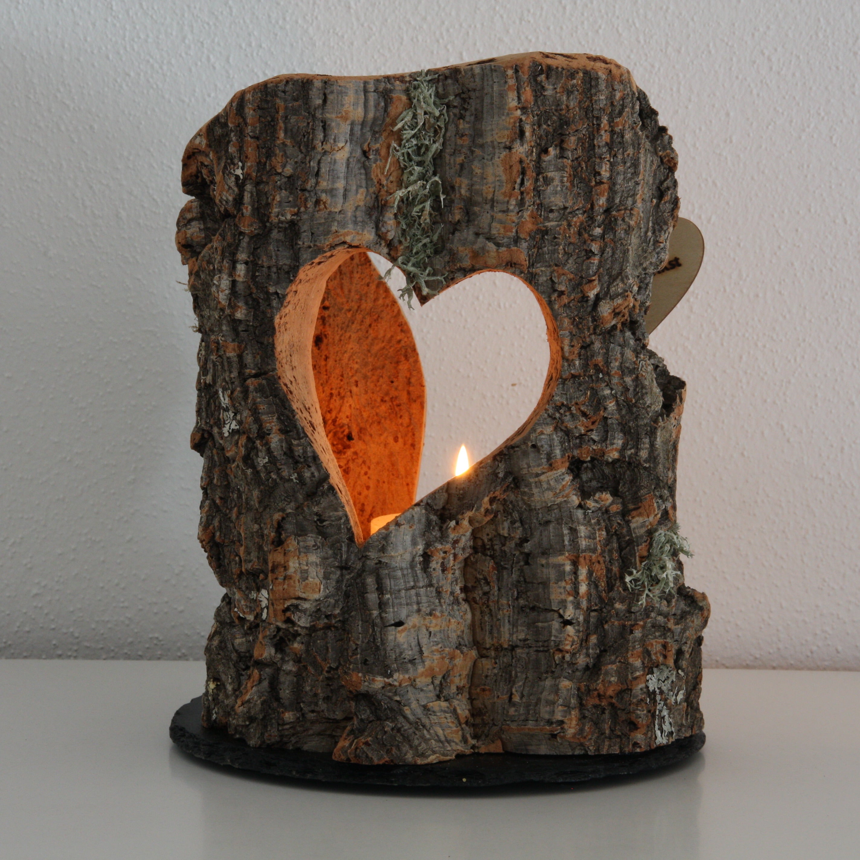 VERKORKst premium lantern with heart cutout made of cork * tea light holder candle holder * rustic decoration * presentation candles