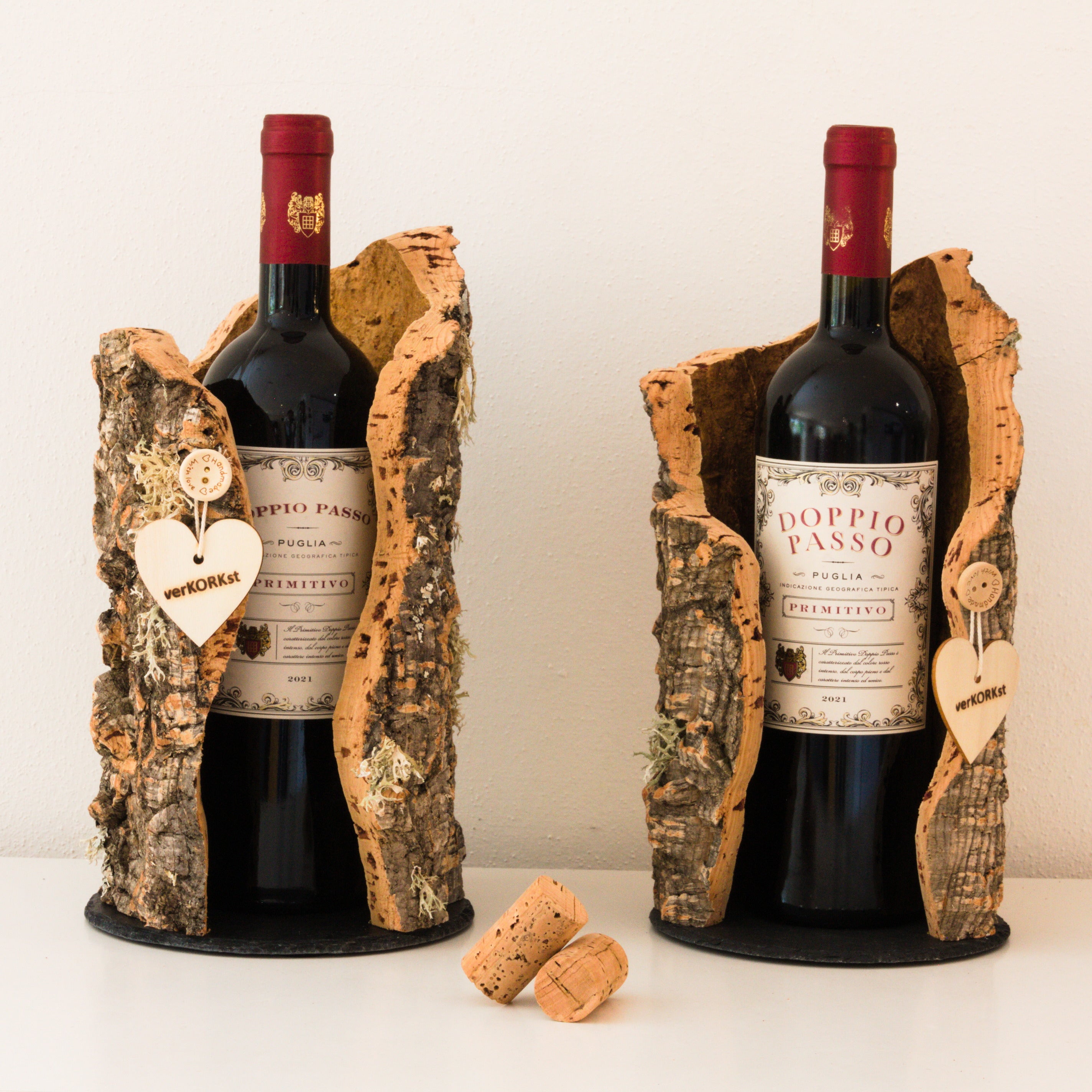TOP gift idea * verKORKst premium cork wine stand * presentation of wine bottles * unique * water-repellent, handmade, sustainable, vegan