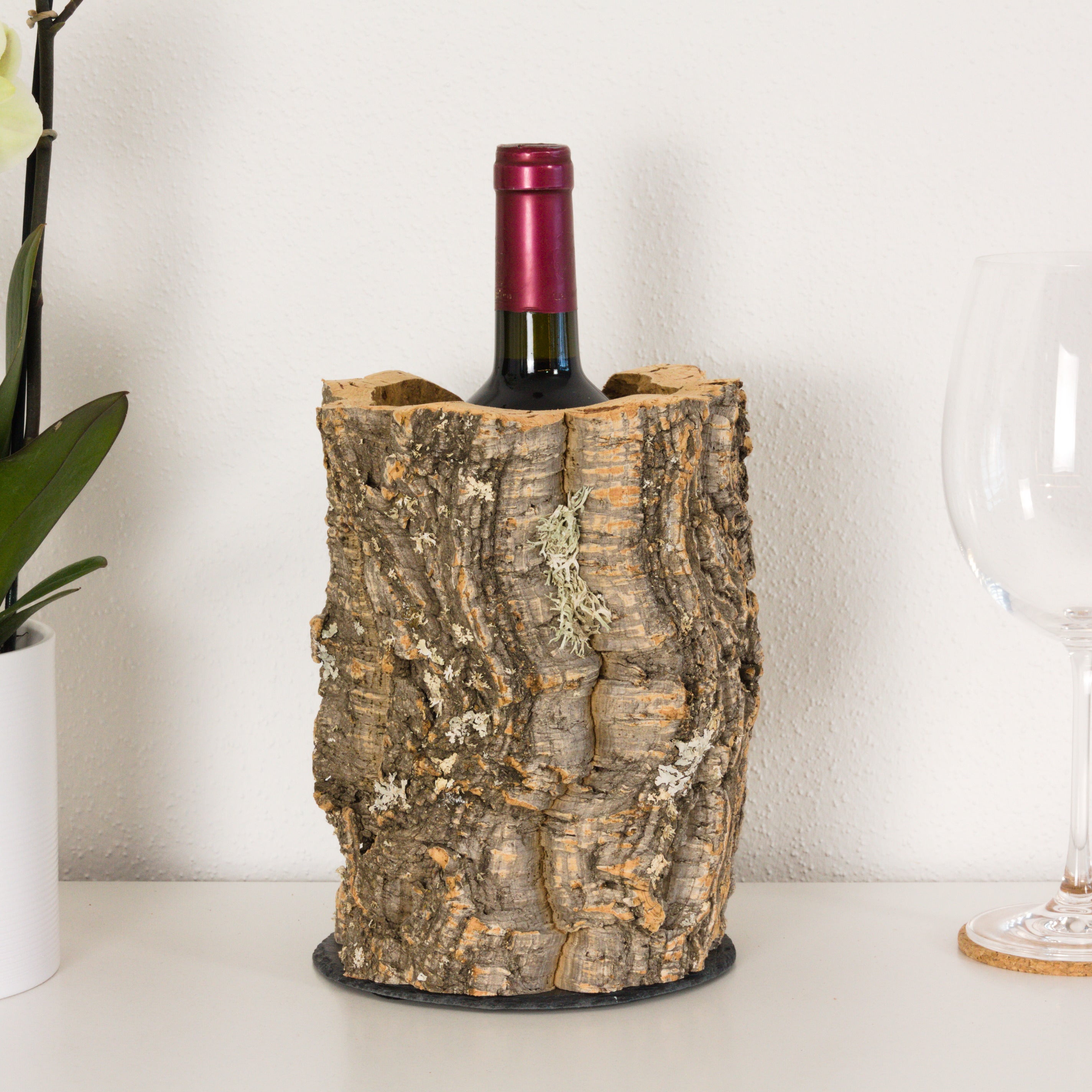 verKORKst premium wine stand made of cork * presentation of wine bottles * serving of wine * decoration of wine * lantern