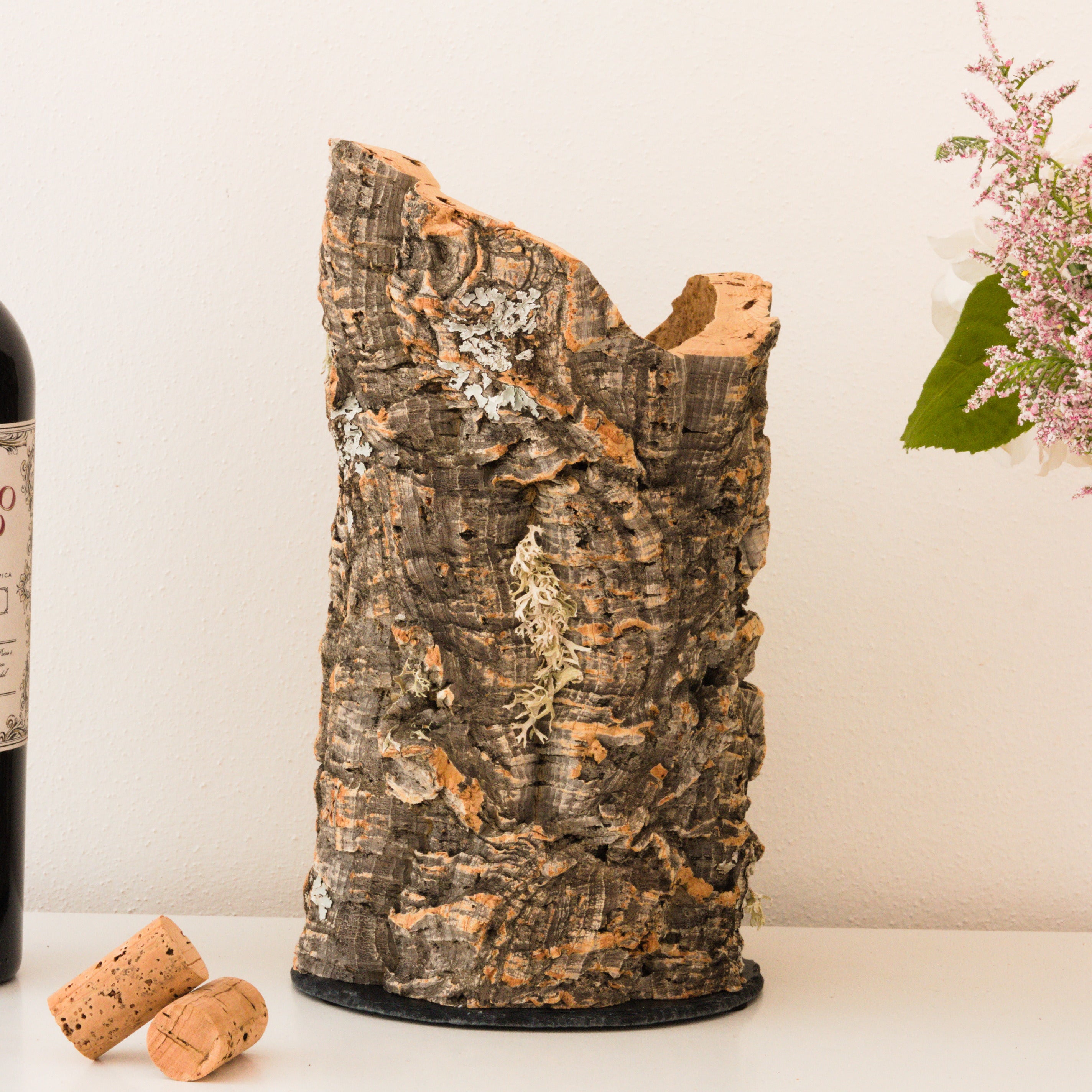 verKORKst premium wine stand made of cork * presentation of wine bottles * serving of wine * decoration of wine * lantern