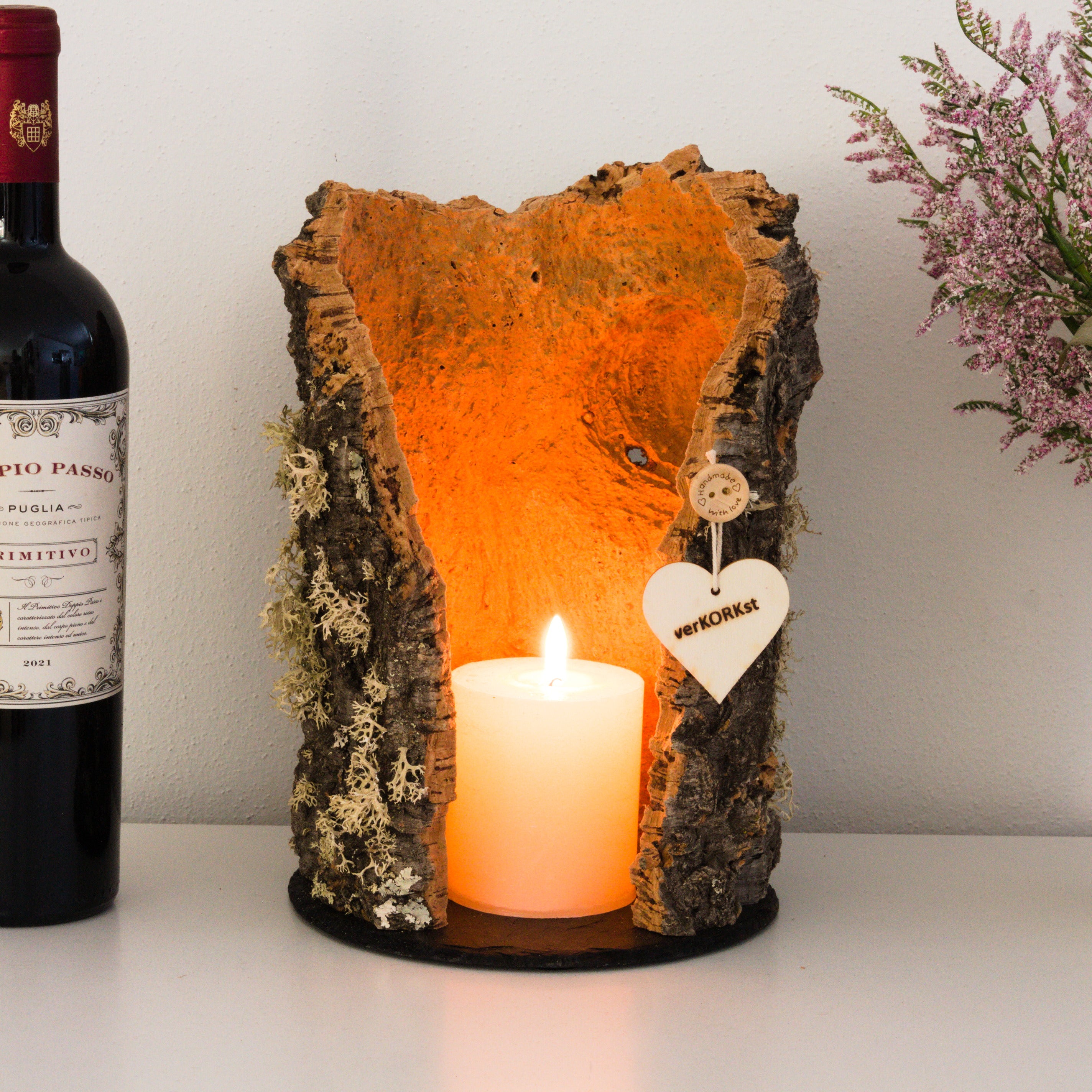 verKORKst Premium Windlicht aus Kork *AKTION ab EUR 50,00* Kerzenhalter * hochwertige Dekoration für Weinflaschen und Kerzen