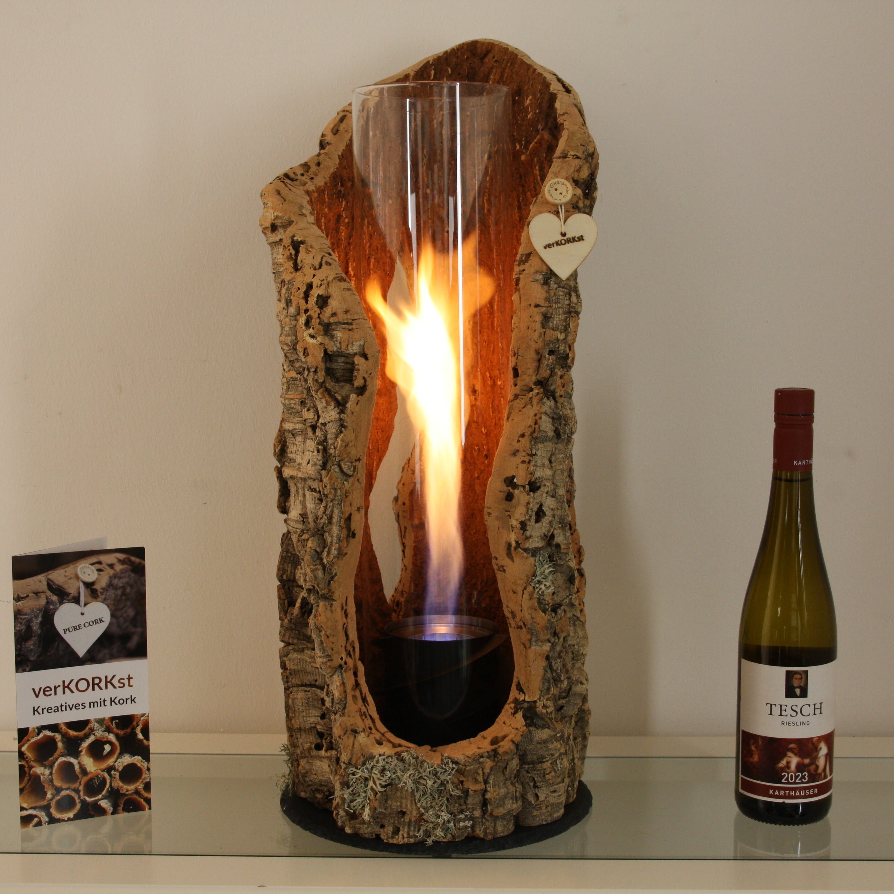 verKORKst Premium Table Fire in Cork Bark * various models and sizes * Indoor and Outdoor * no minimum distance * Table Fire SPIN900/SPIN1200 höfats Kempten