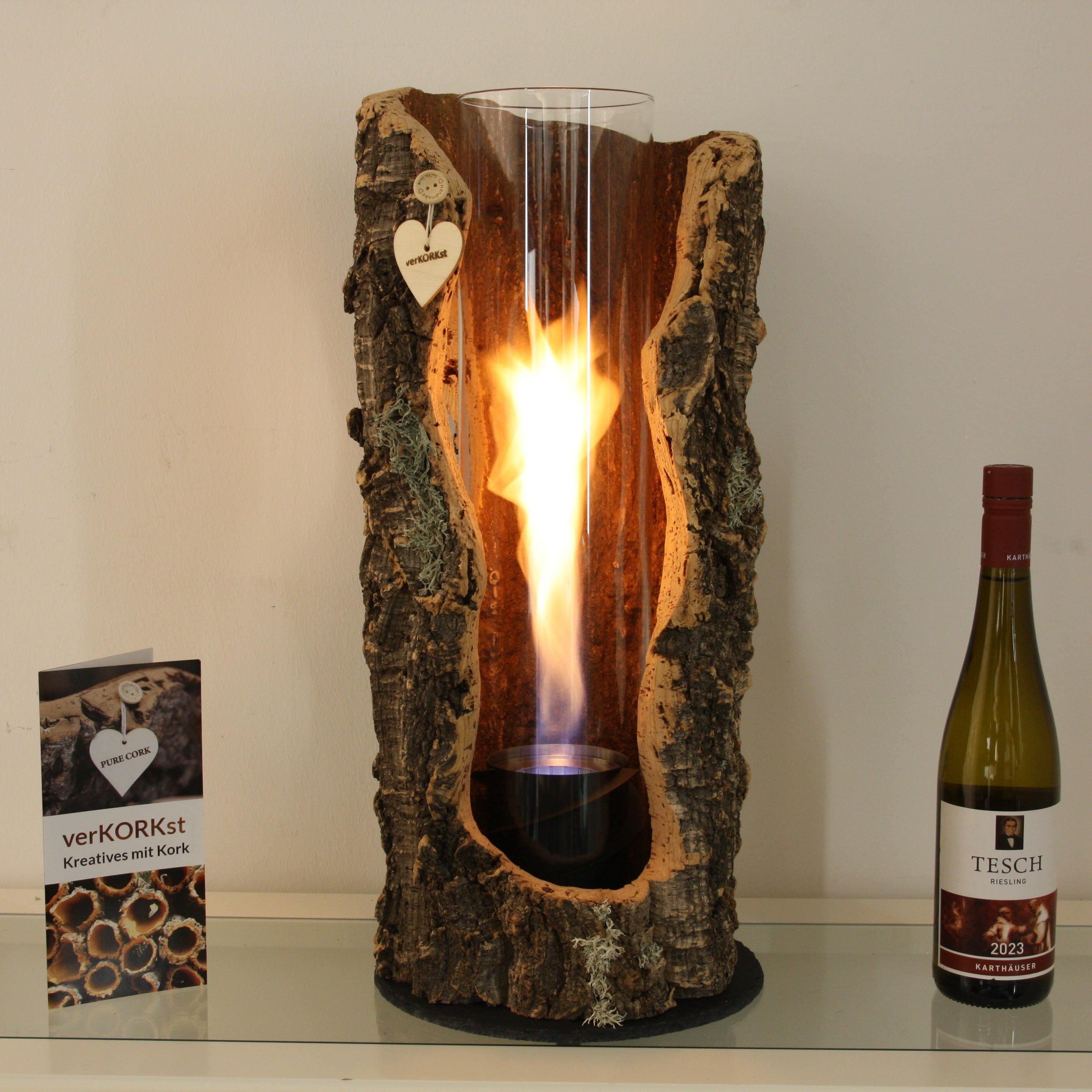 verKORKst Premium Table Fire in Cork Bark * various models and sizes * Indoor and Outdoor * no minimum distance * Table Fire SPIN900/SPIN1200 höfats Kempten