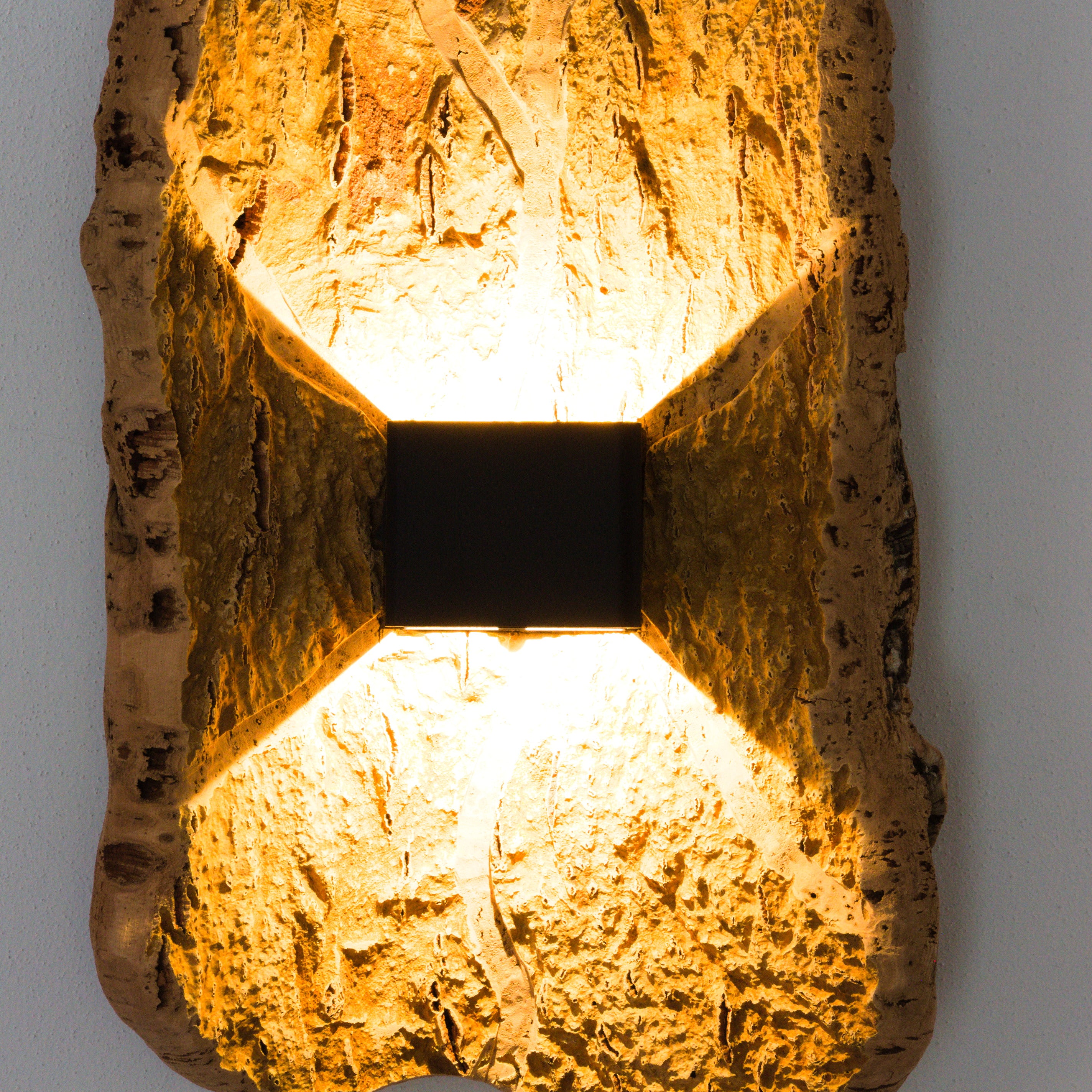 verKORKst premium wireless wall lamp made of cork bark * rechargeable battery * motion sensor * exclusive vintage wall lamp in country style