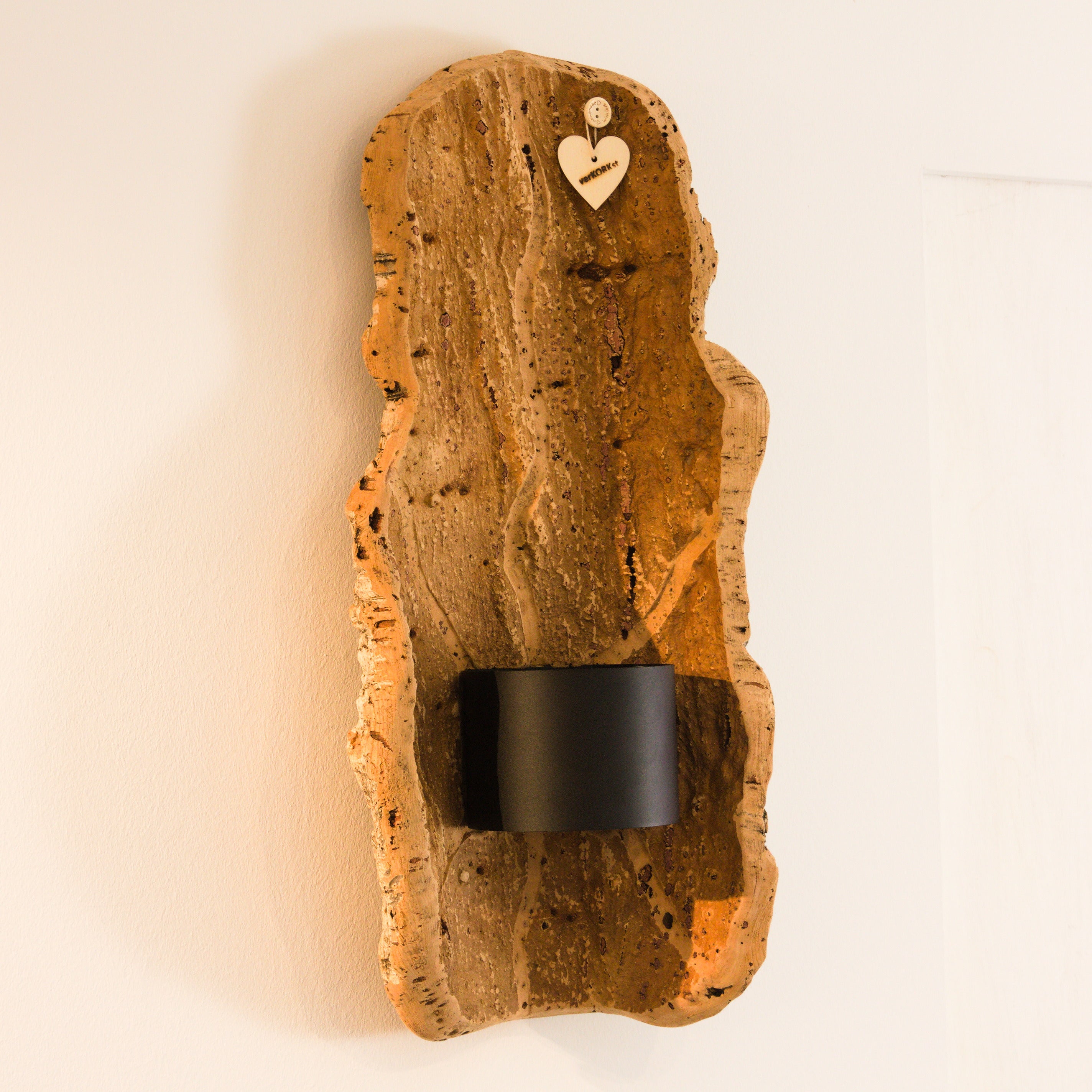 verKORKst premium wireless wall lamp made of cork bark * rechargeable battery * motion sensor * exclusive vintage wall lamp in country style