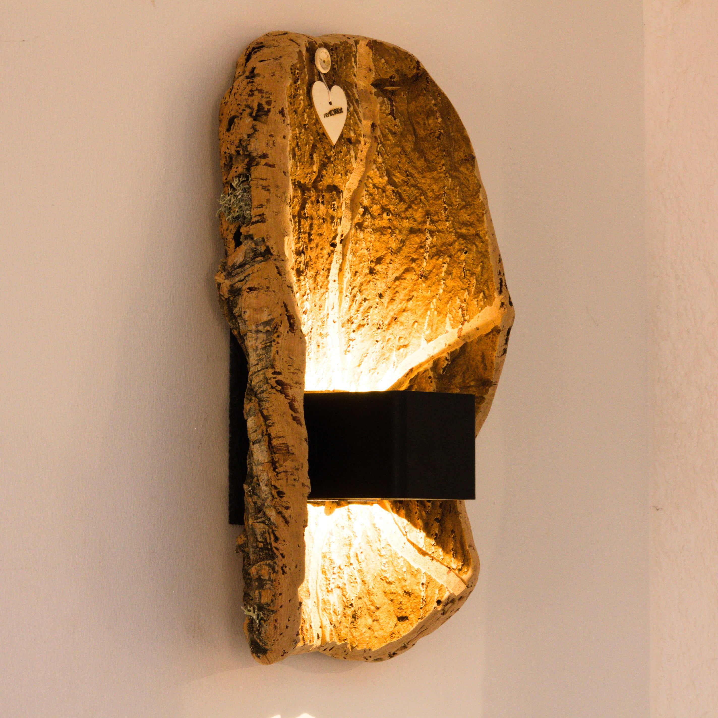 verKORKst premium wireless wall lamp made of cork bark * rechargeable battery * motion sensor * exclusive vintage wall lamp in country style