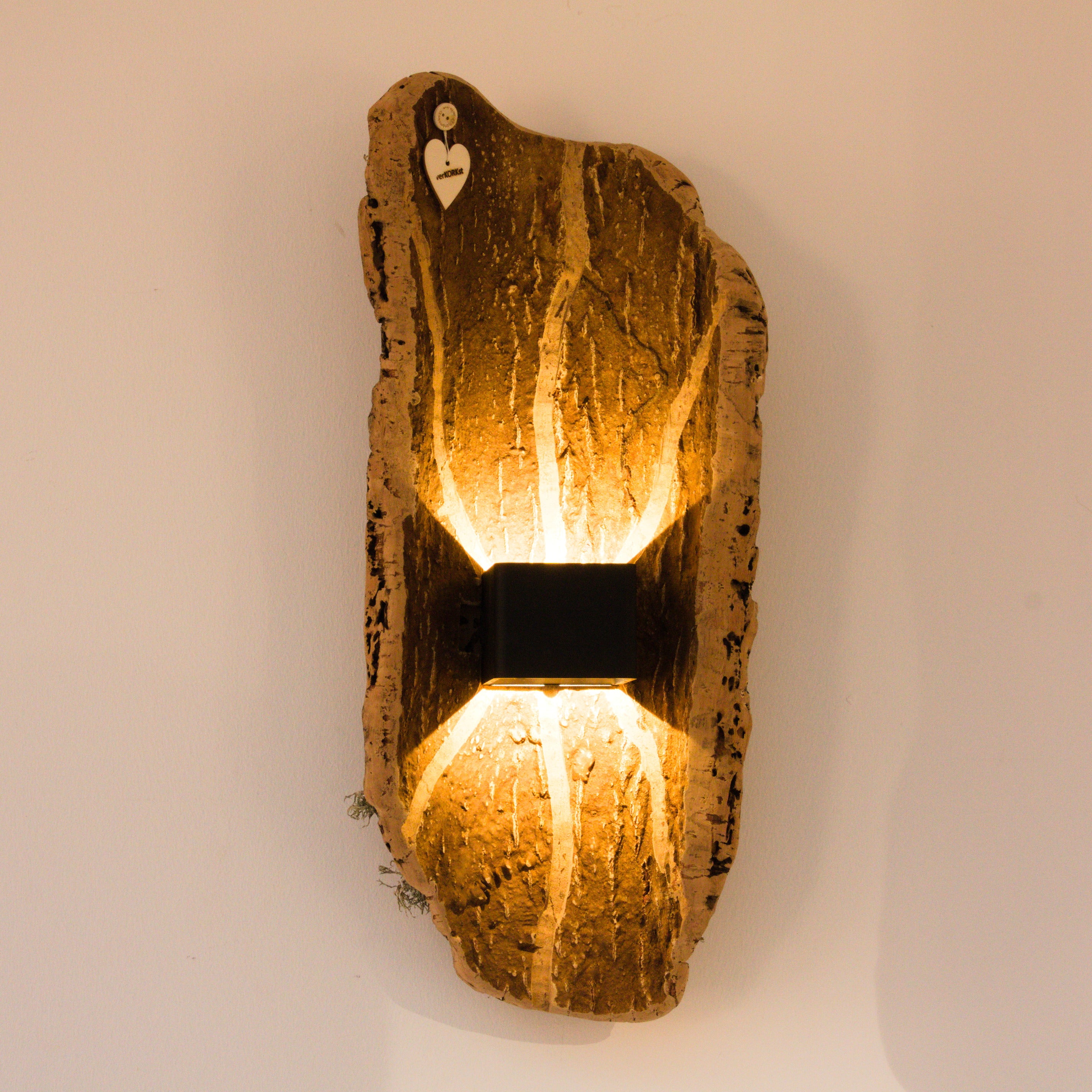 verKORKst premium wireless wall lamp made of cork bark * rechargeable battery * motion sensor * exclusive vintage wall lamp in country style