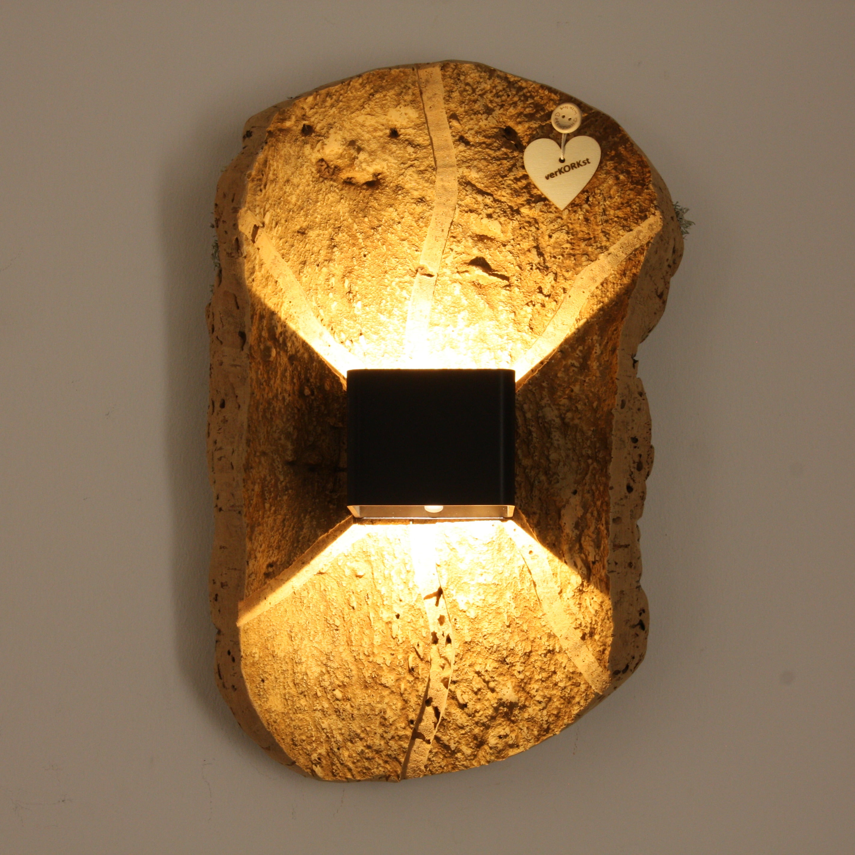 verKORKst premium wireless wall lamp made of cork bark * rechargeable battery * motion sensor * exclusive vintage wall lamp in country style
