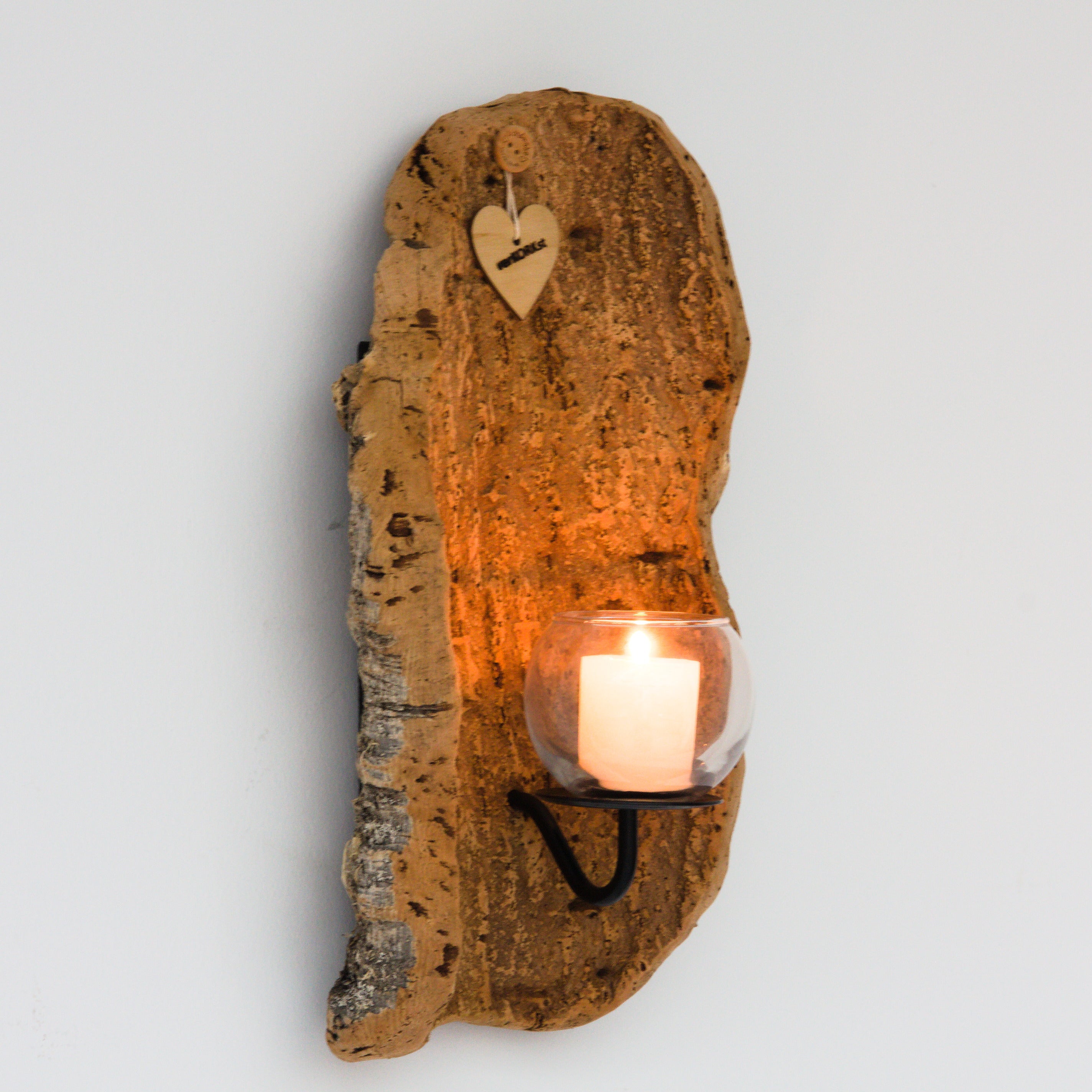 verKORKst premium wall candle holder made of cork bark for indoor and outdoor use * rustic wall decoration * exclusive vintage wall candle holder