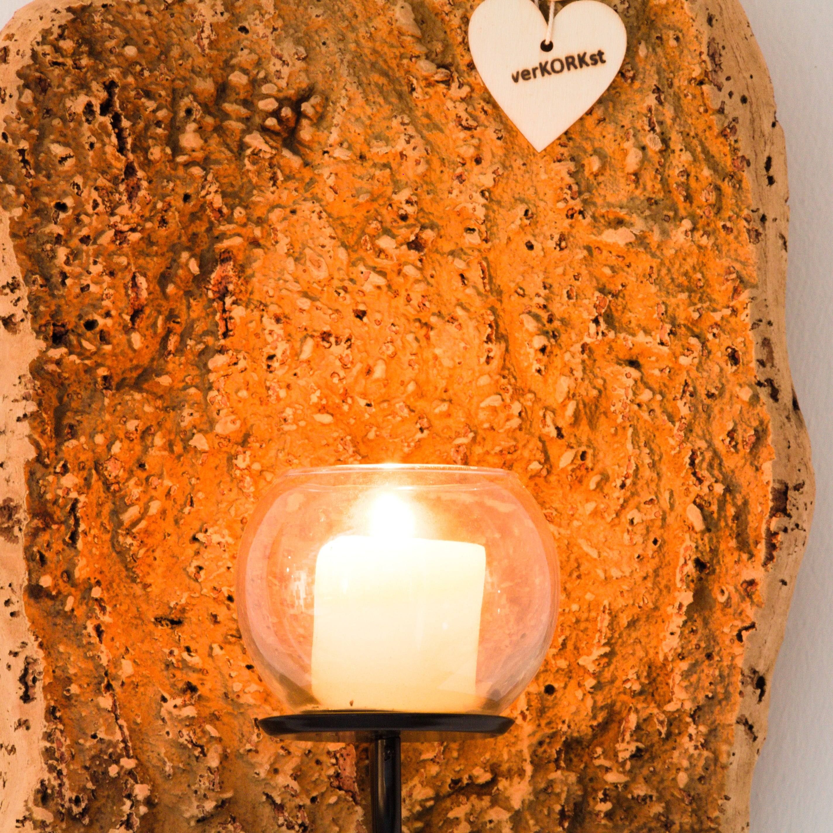 verKORKst premium wall candle holder made of cork bark for indoor and outdoor use * rustic wall decoration * exclusive vintage wall candle holder