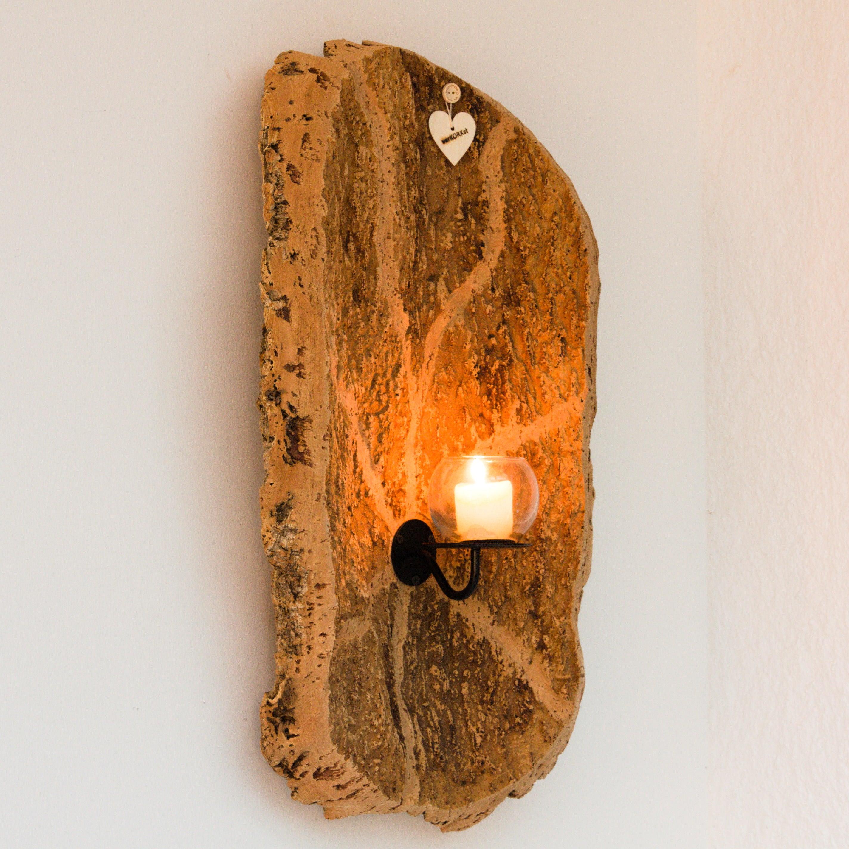 verKORKst premium wall candle holder made of cork bark for indoor and outdoor use * rustic wall decoration * exclusive vintage wall candle holder