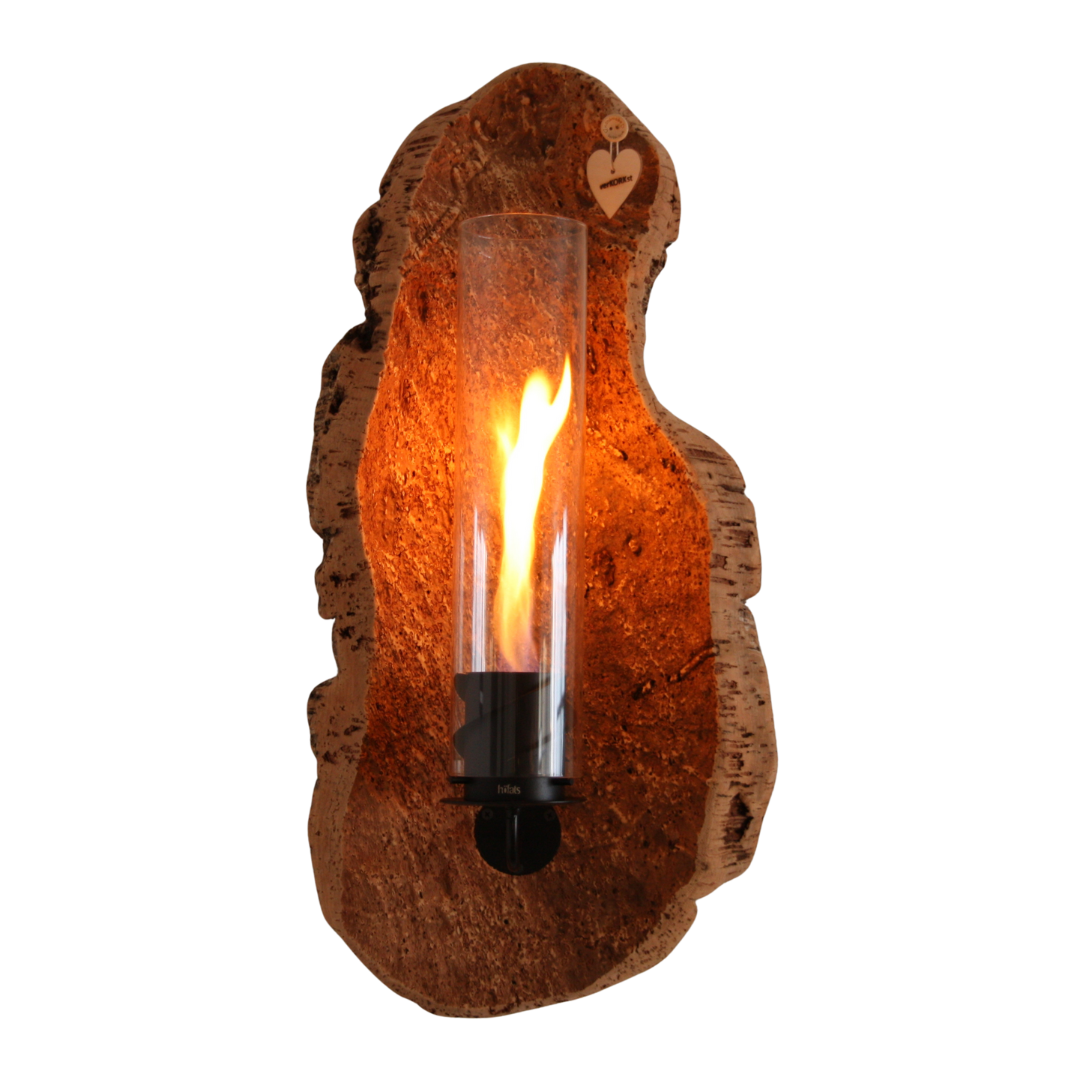 verKORKst Premium Wandfeuer in Korkrinde * Wandfackel * Indoor und Outdoor * kein Mindestabstand * Tischfeuer SPIN900 höfats Kempten