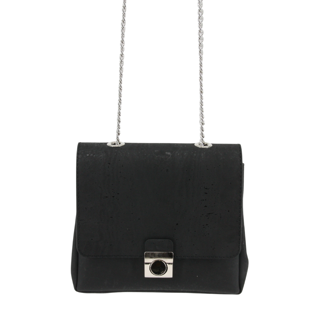 Kork Handtasche * high-end Qualität * schwarz *  in 2 Formate verwandelbar * Individuell einstellbare Kettenlänge * Umhängetasche für Frauen * Crossbody * handmade in Portugal