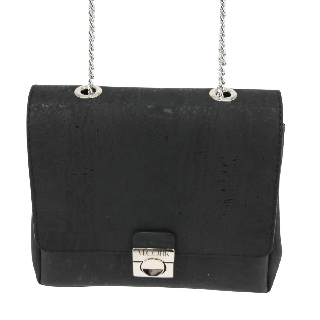 Kork Handtasche * high-end Qualität * schwarz *  in 2 Formate verwandelbar * Individuell einstellbare Kettenlänge * Umhängetasche für Frauen * Crossbody * handmade in Portugal