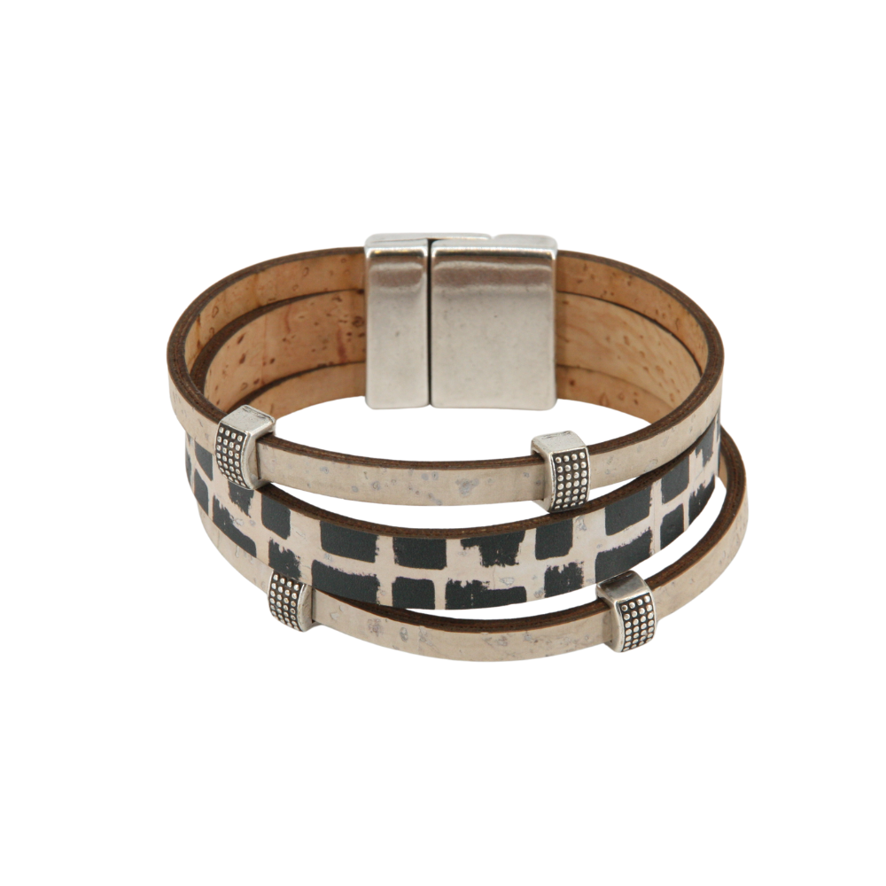 Armband aus Kork * Motiv black and white * handmade in Portugal * extrem nachhaltig * vegan * nickel- u. bleifrei