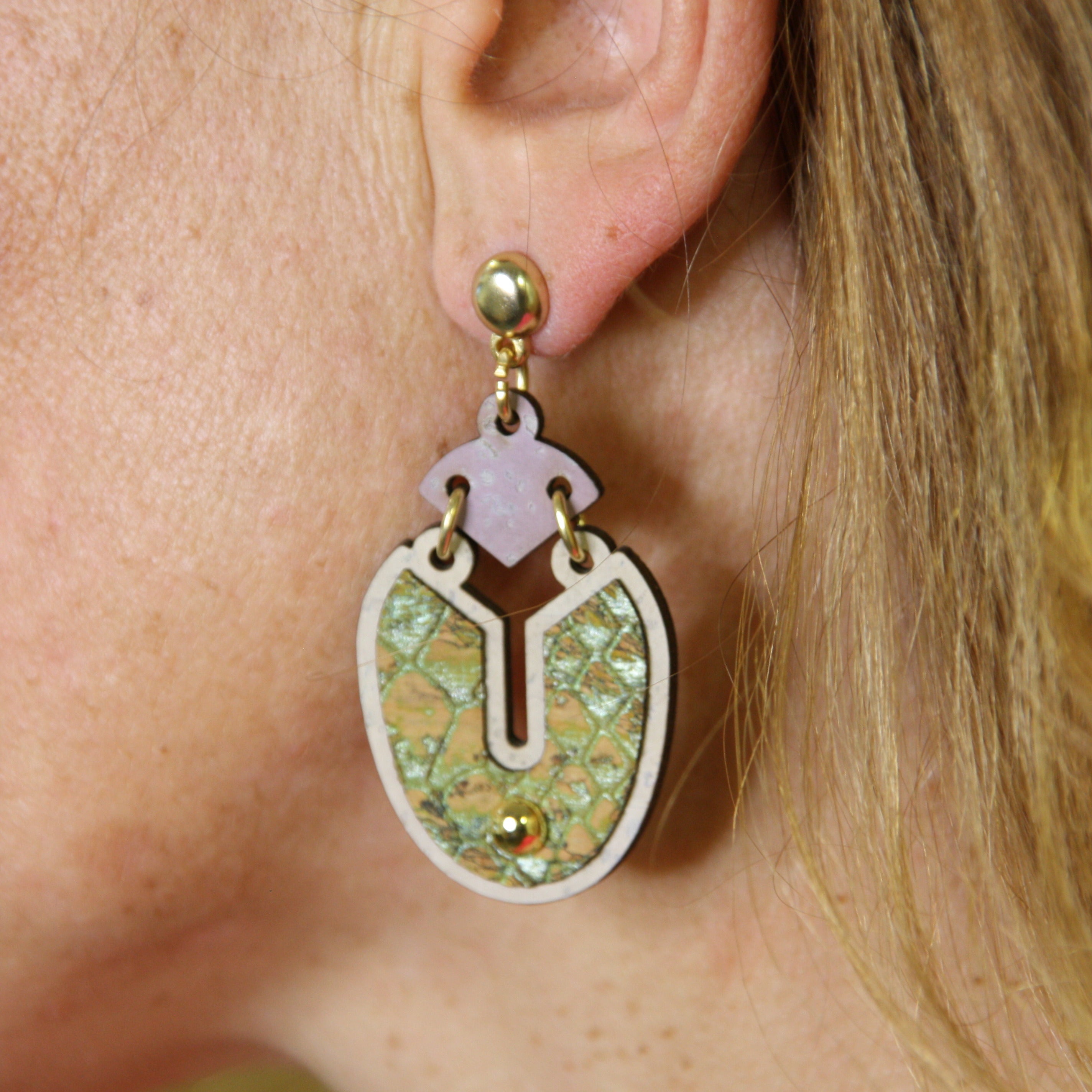 Ohrringe aus Kork * Skarabäus * 2 Designs * handmade in Portugal * extrem nachhaltig * vegan * nickel- u. bleifrei