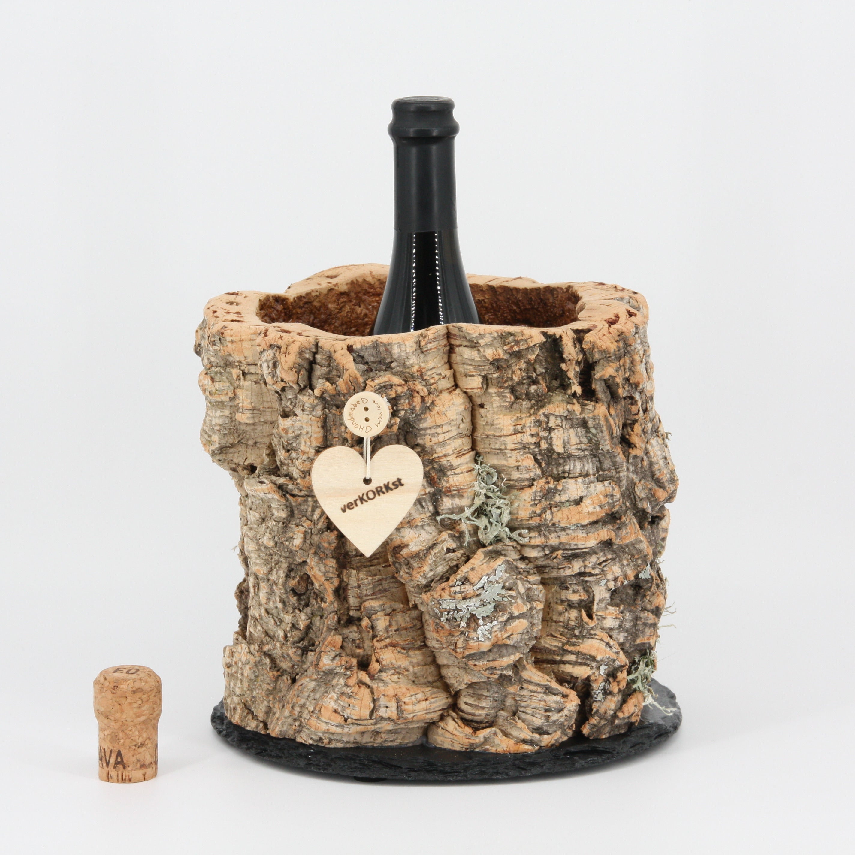 verKORKst premium wine cooler champagne cooler made of cork bark * vintage bottle cooler for champagne, wine, sparkling wine, prosecco * dining table, bar, garden