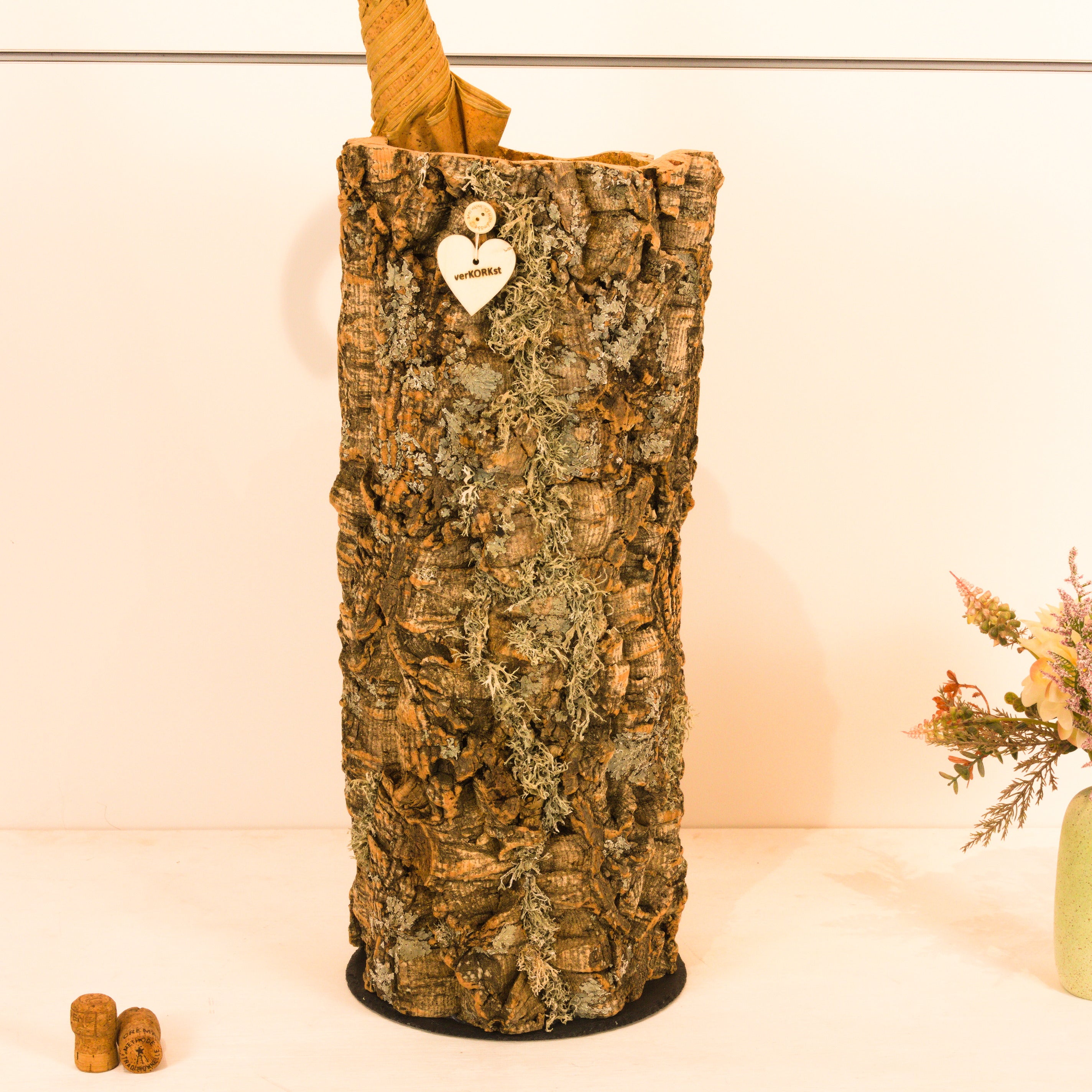 VERKORKst premium umbrella stand made of cork bark * Vintage umbrella holder in country style * Decoration for hallway, entrance, office