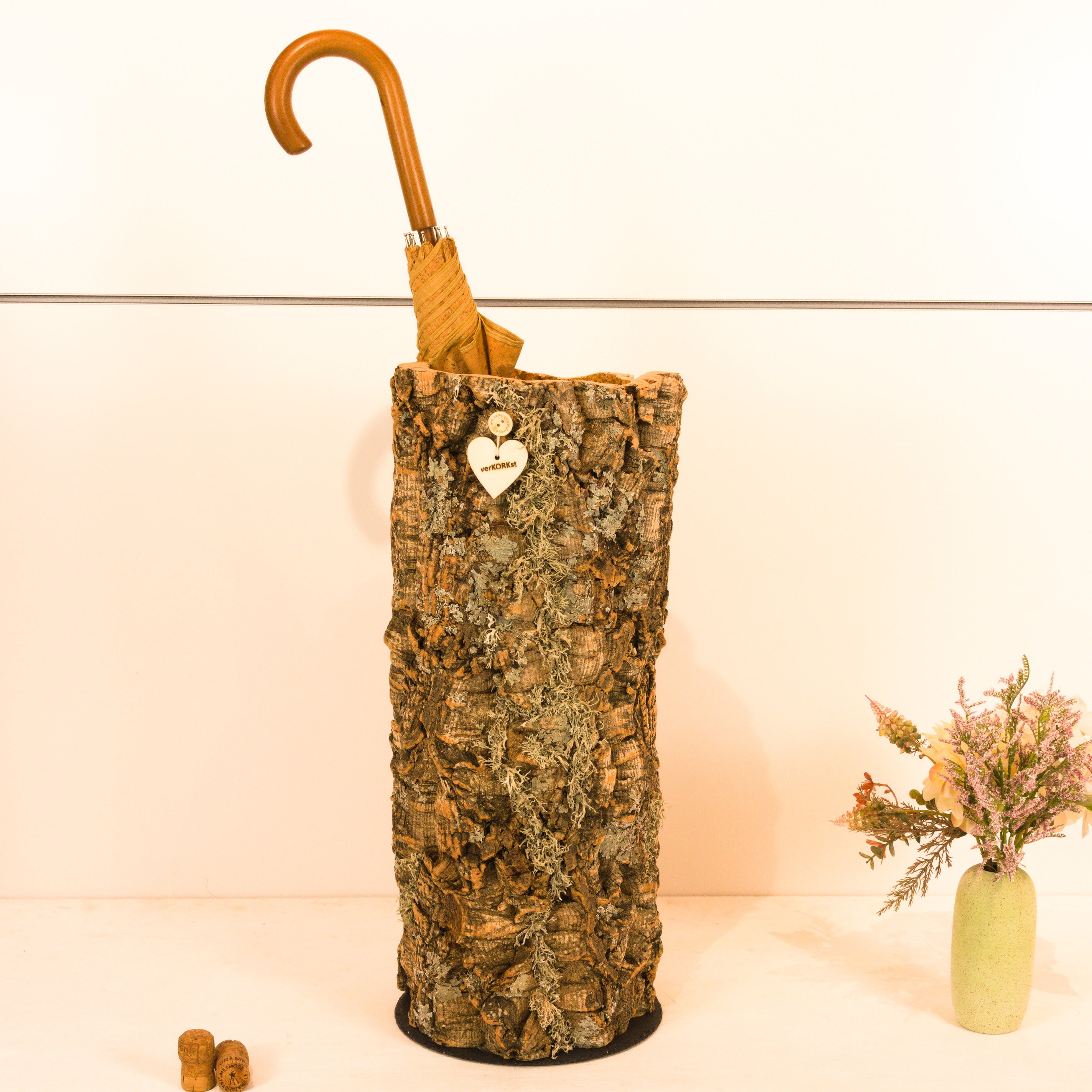 VERKORKst premium umbrella stand made of cork bark * Vintage umbrella holder in country style * Decoration for hallway, entrance, office