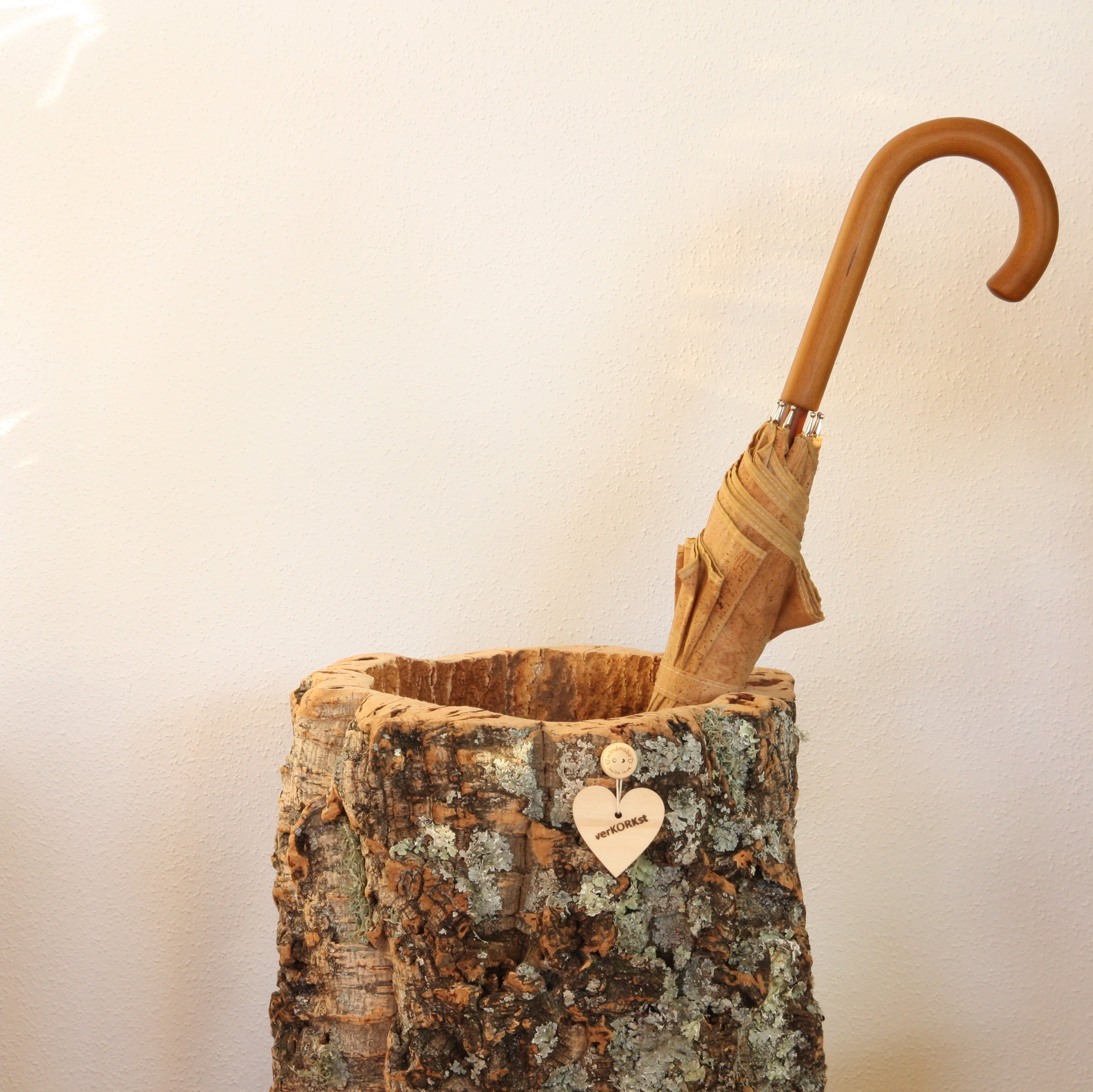VERKORKst premium umbrella stand made of cork bark * Vintage umbrella holder in country style * Decoration for hallway, entrance, office
