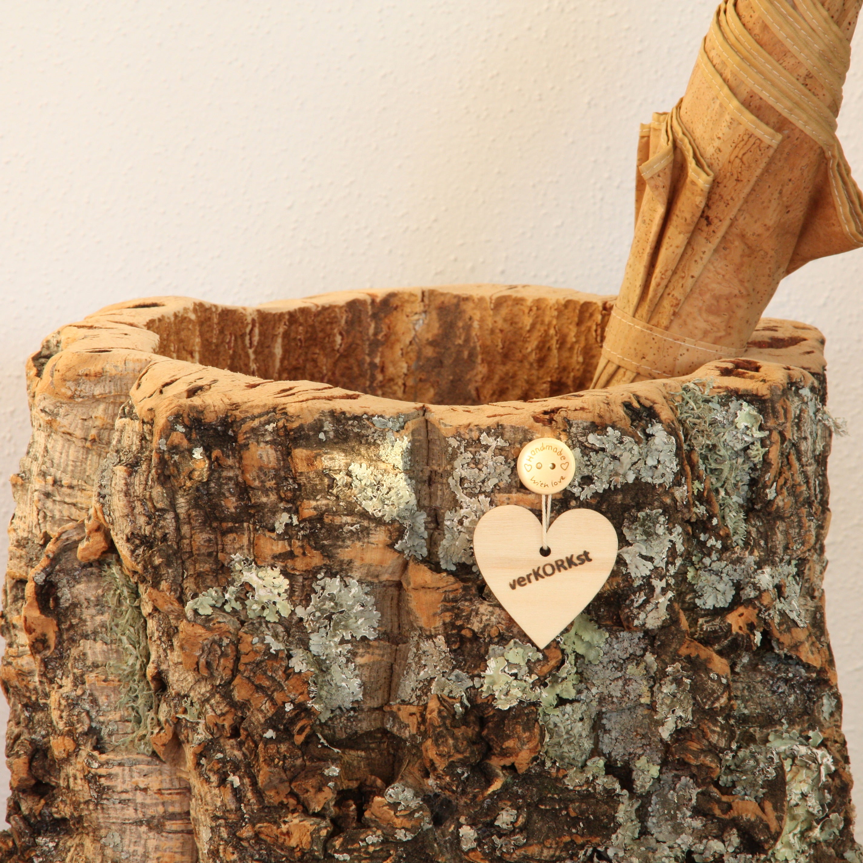 VERKORKst premium umbrella stand made of cork bark * Vintage umbrella holder in country style * Decoration for hallway, entrance, office