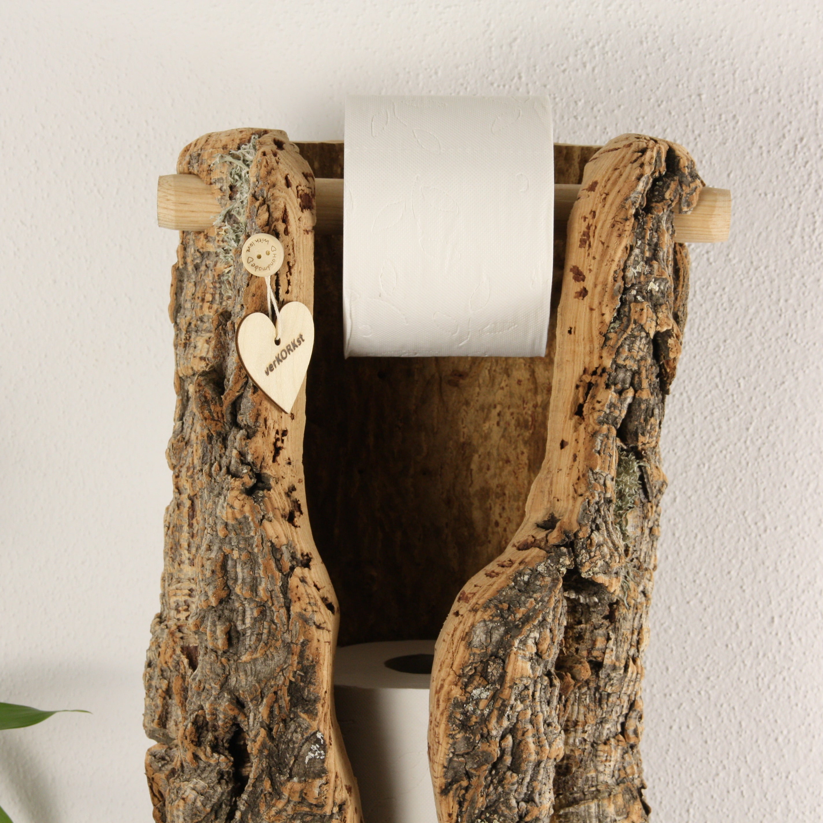 verKORKst Premium Toilettenpapier-Aufbewahrung aus Kork * Vintage WC-Rollen Halter * Klopapierspender 5 Rollen * Badezimmer-Accessoires