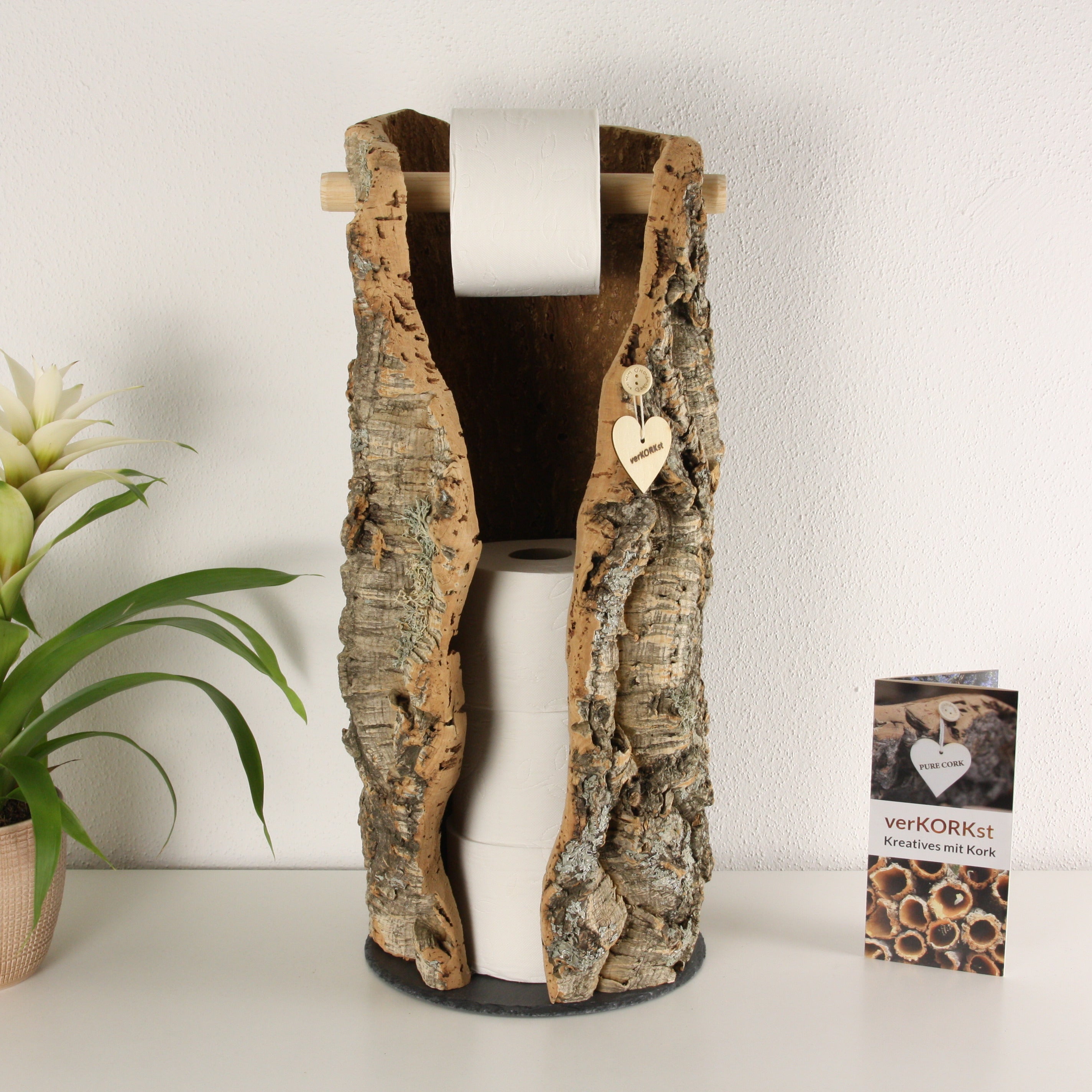 verKORKst Premium Toilettenpapier-Aufbewahrung aus Kork * Vintage WC-Rollen Halter * Klopapierspender 5 Rollen * Badezimmer-Accessoires