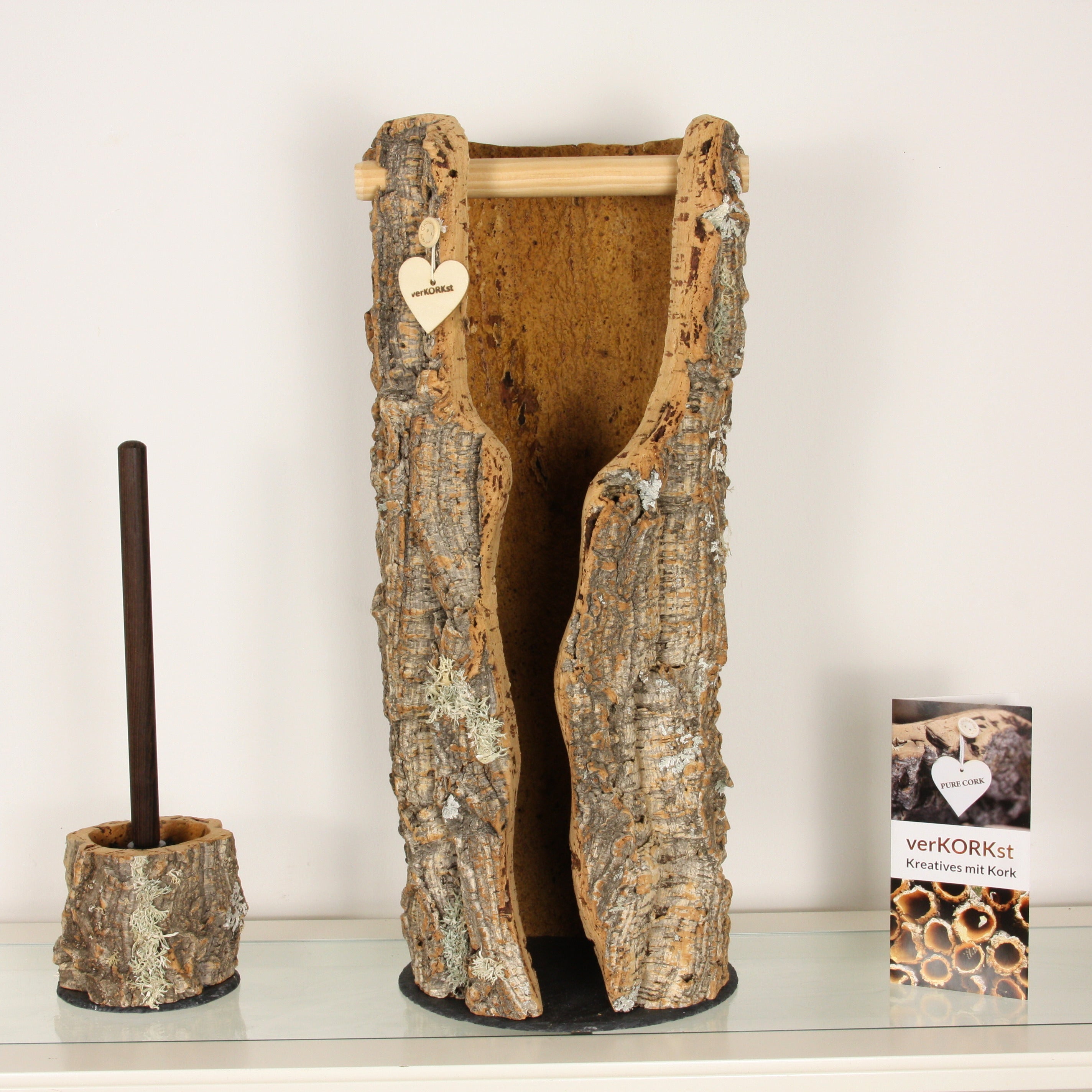 verKORKst Premium Toilettenpapier-Aufbewahrung aus Kork * Vintage WC-Rollen Halter * Klopapierspender 5 Rollen * Badezimmer-Accessoires