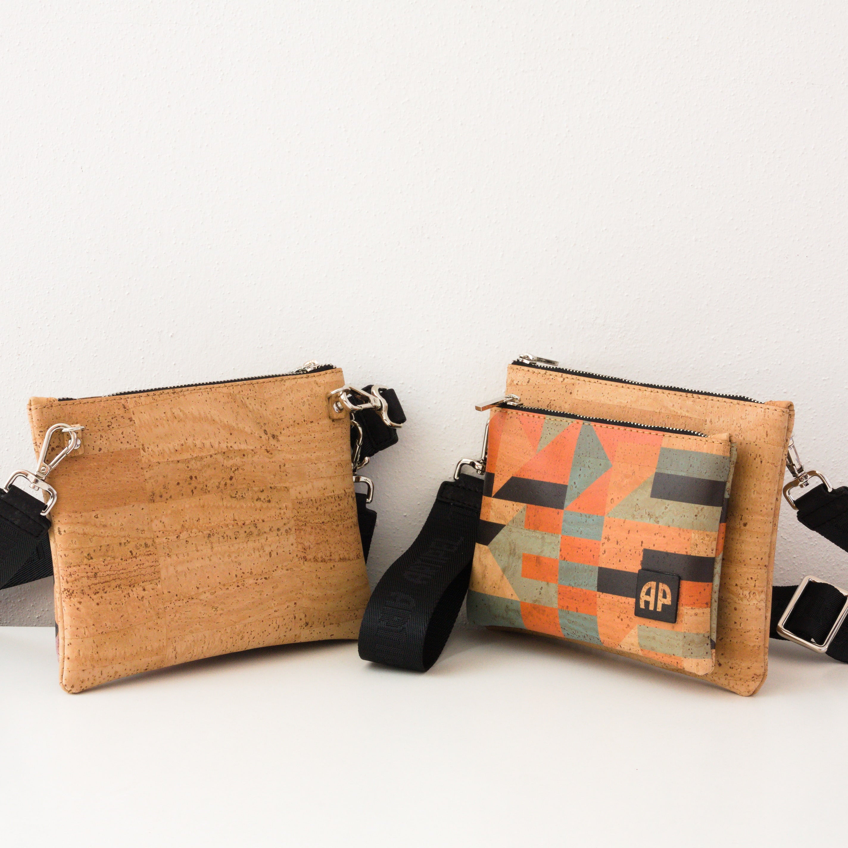 Cork handbag * front pocket detachable * 2 different designs * vegan * shoulder bag for women * crossbody * handmade in Portugal