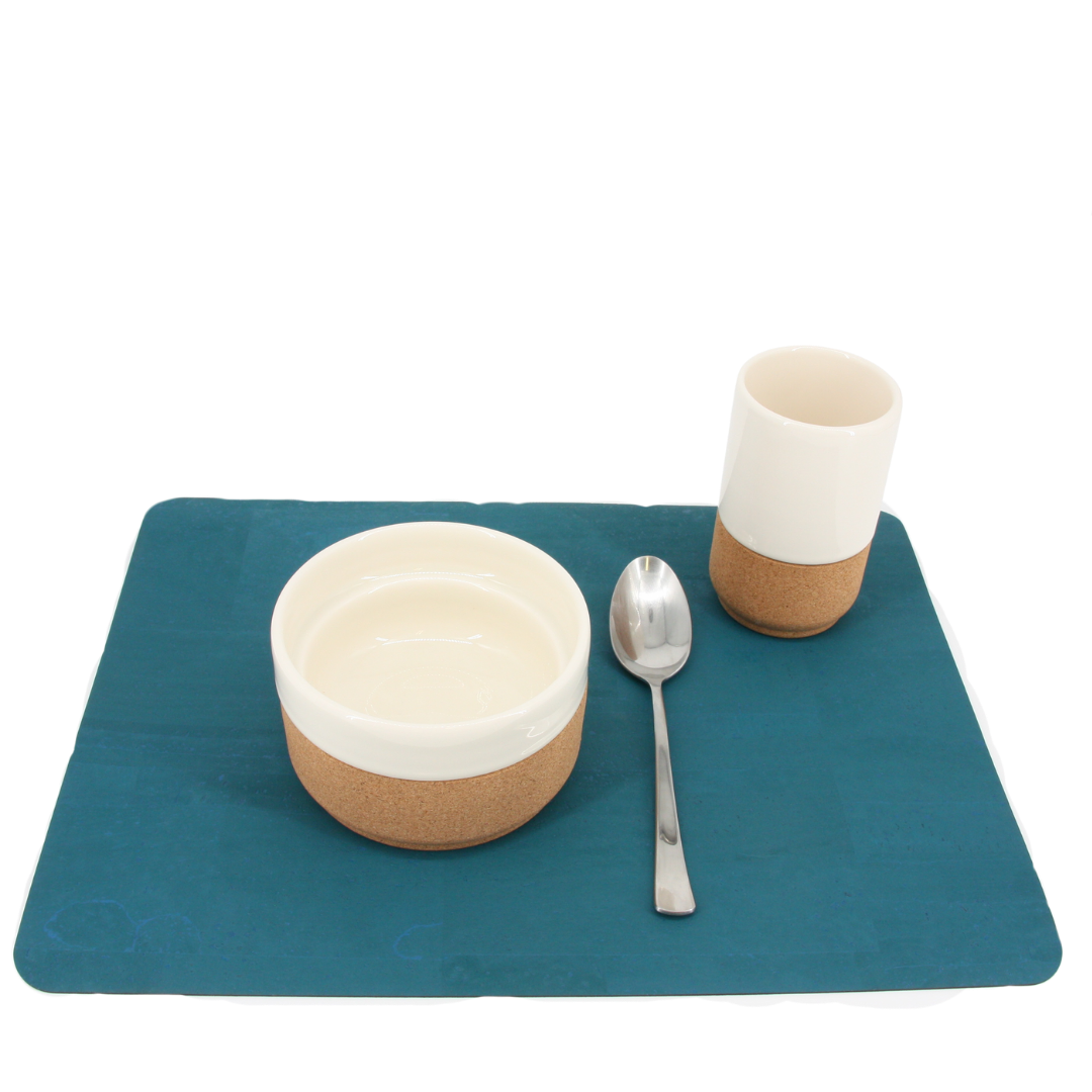 verKORKst Premium Kork Tischset * Farbe Petrol * Farbe gebrannt * Premium Qualität * hitzebeständig * abwaschbar * antiseptisch * made in Portugal