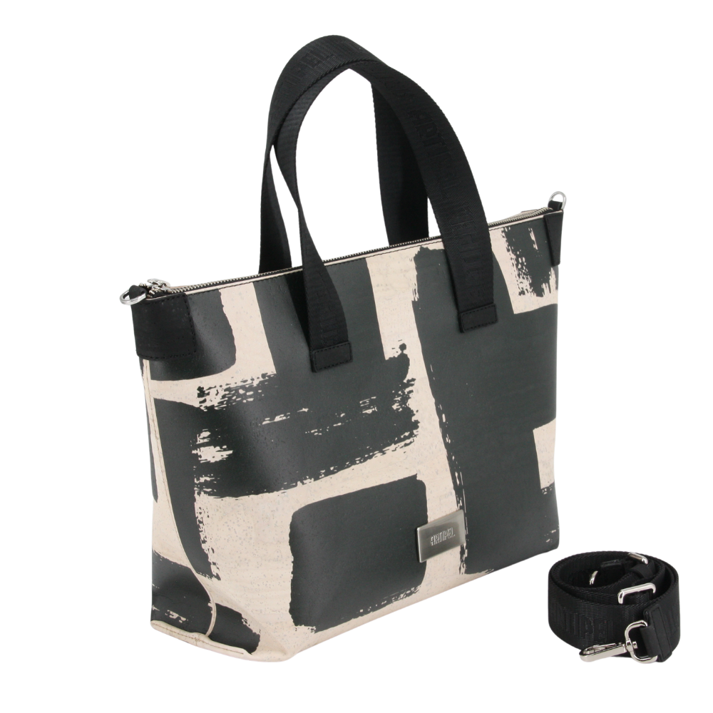 Kork Handtasche * Black & White Edition * Vegan * Umhängetasche für Frauen * Crossbody * Shopper * handmade in Portugal