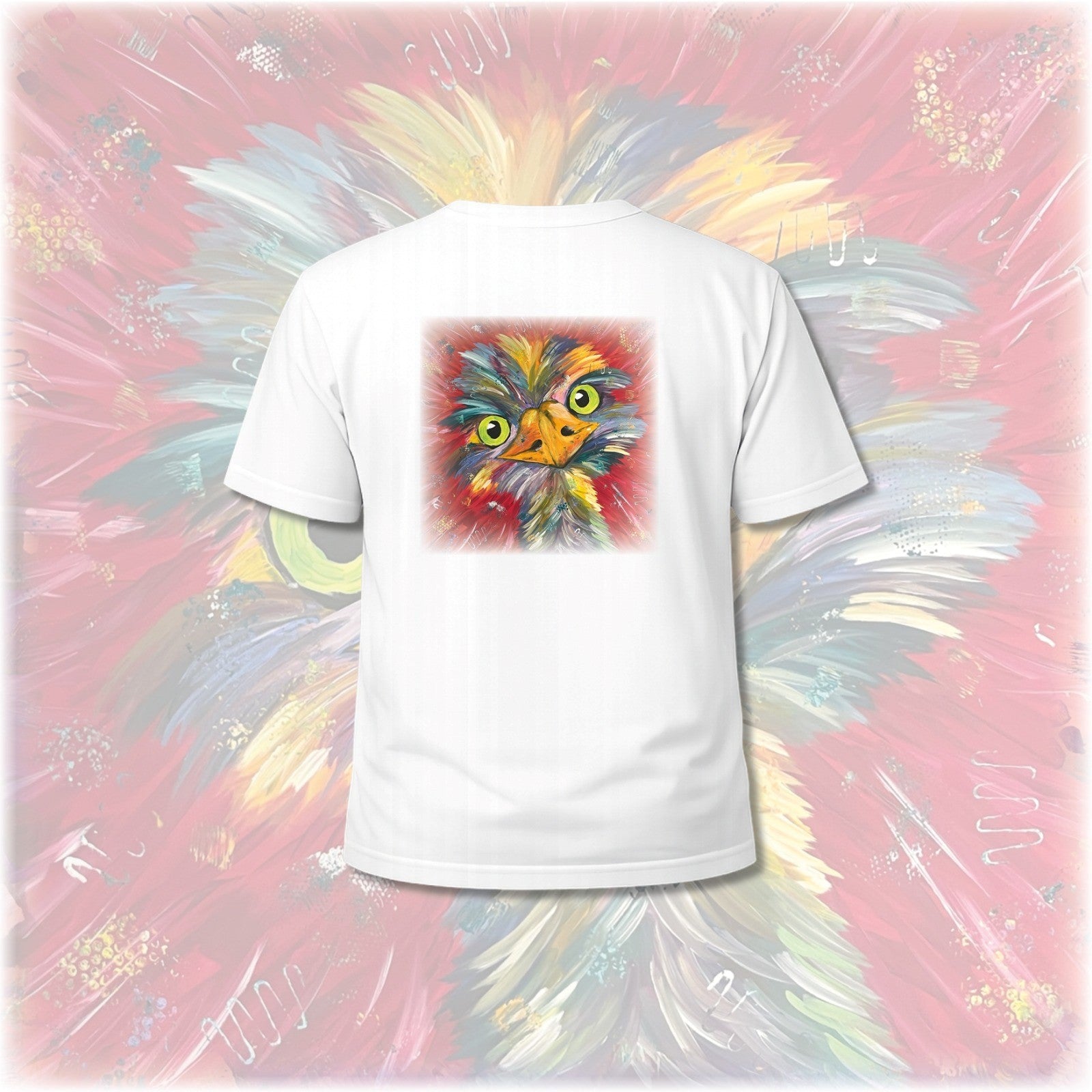 Unisex T-Shirt * Kunstprint Vorder- & Rückseite * Emu * weiß * T-Shirt * Nirtak Eleböz * 100% Baumwolle